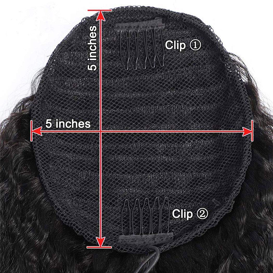 12 Inch Brazilian Virgin Human Hair Ponytail Extension - Afro Kinky Straight Yaki Texture for Black Women | Natural Black Color Remy Hair | Perfect for Daily Wear, Parties & Protective Styles