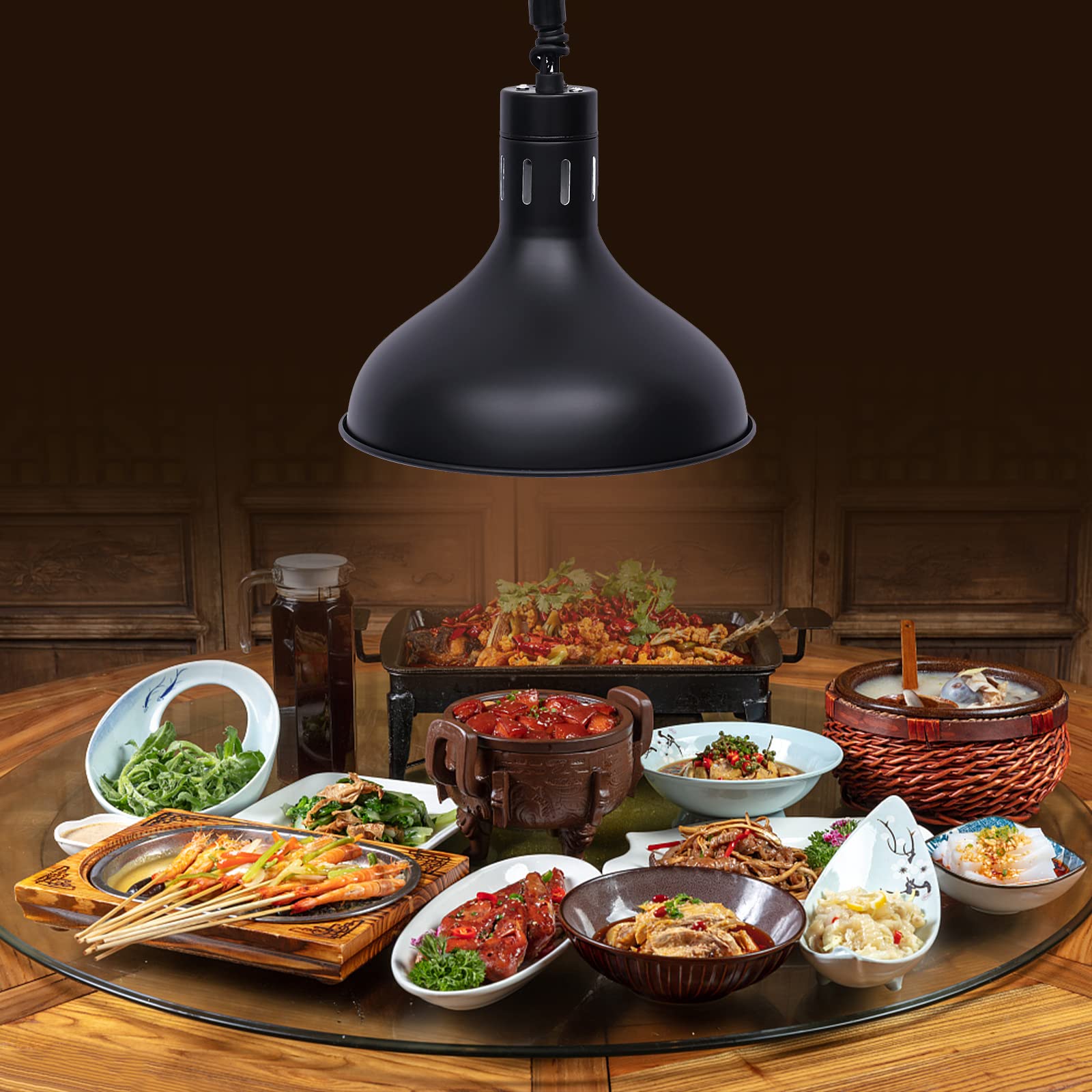 29 CM Commercial Electric Food Heat Lamp 110V 250W Overhead Food Warmer with 50°C Temperature - Restaurant Buffet, Catering, Bakery & Food Display Heating Solution