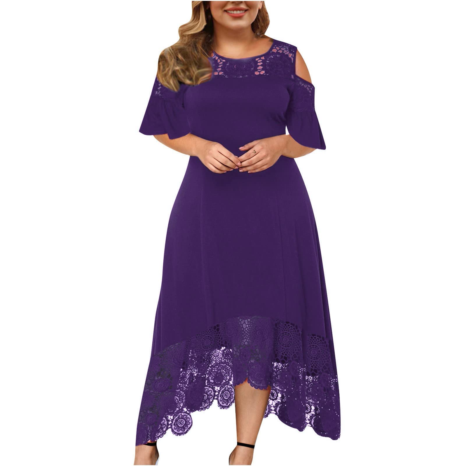 Plus Size Sexy Maxi Dresses for Women - Stylish Black Cold Shoulder Shift Long Dress with High Waist | Perfect for Summer Parties, Weddings & Beach Vacations