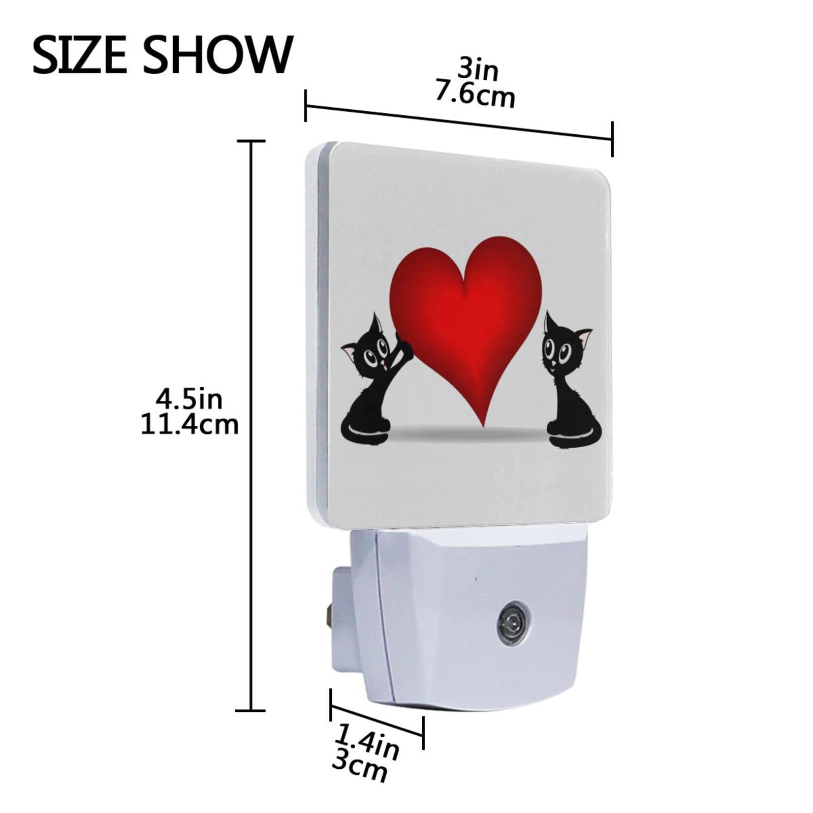 JSTEL Valentine Night Light Plug into Wall - LED Dusk to Dawn Night Lights for Bathroom, Kitchen, Hallway | Perfect for Kids Room, Nursery & Bedroom | Energy-Efficient Plug-in Cat Nightlight for Safety & Comfort