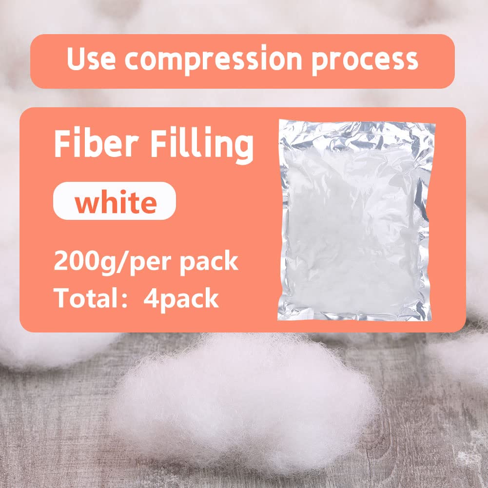 Premium 800g/28.2oz Fiber Fill Stuffing for Stuffed Animals, Pillows & DIY Crafts - High Resilience Polyester Fiber Filling for Soft Toys, Cushions, Home Decor & Sewing Projects