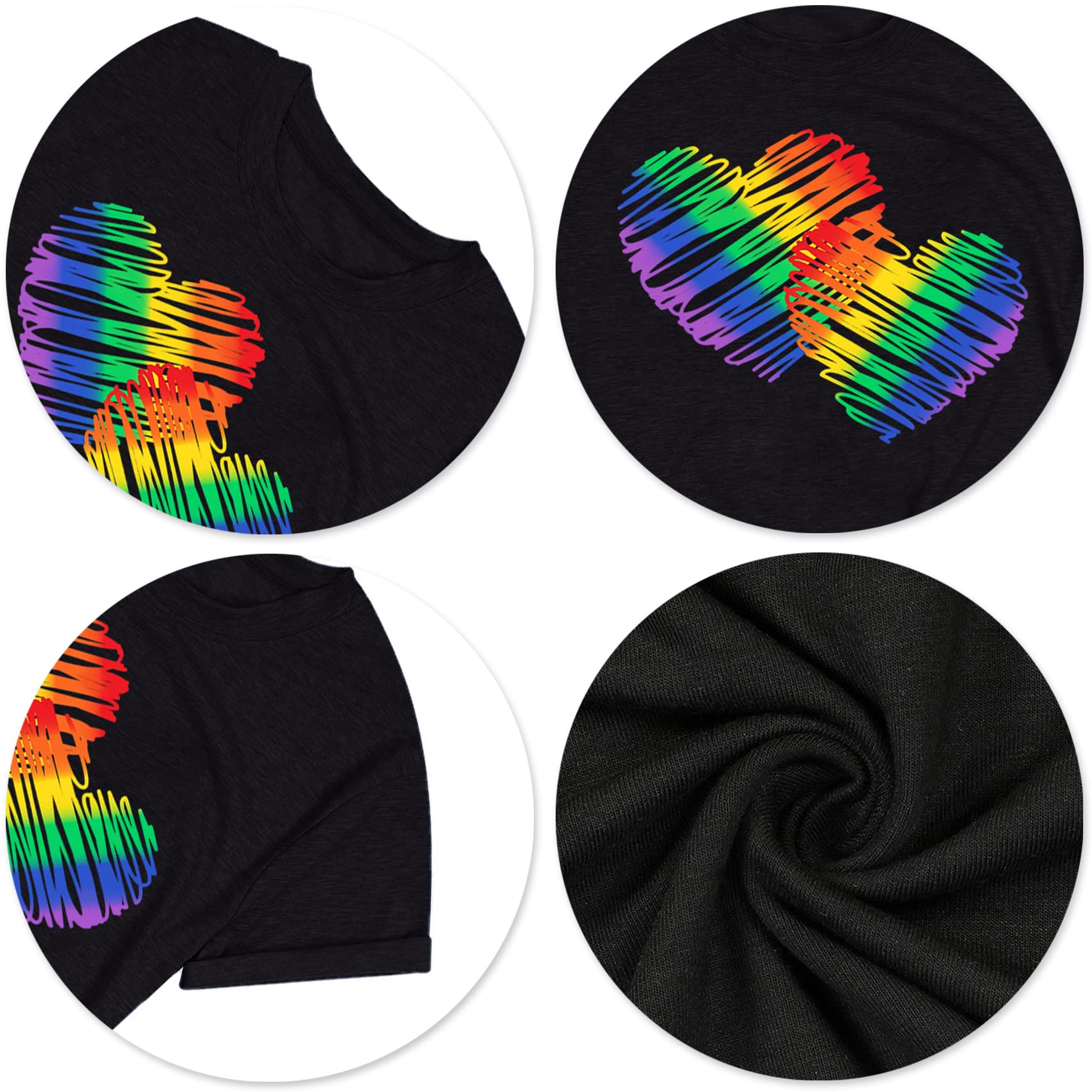 Pride T-Shirts for Women - Rainbow Heart Graphic Tees - LGBT Shirts - Casual Short Sleeve Tops - Perfect for Pride Parades, LGBTQ Events & Everyday Wear