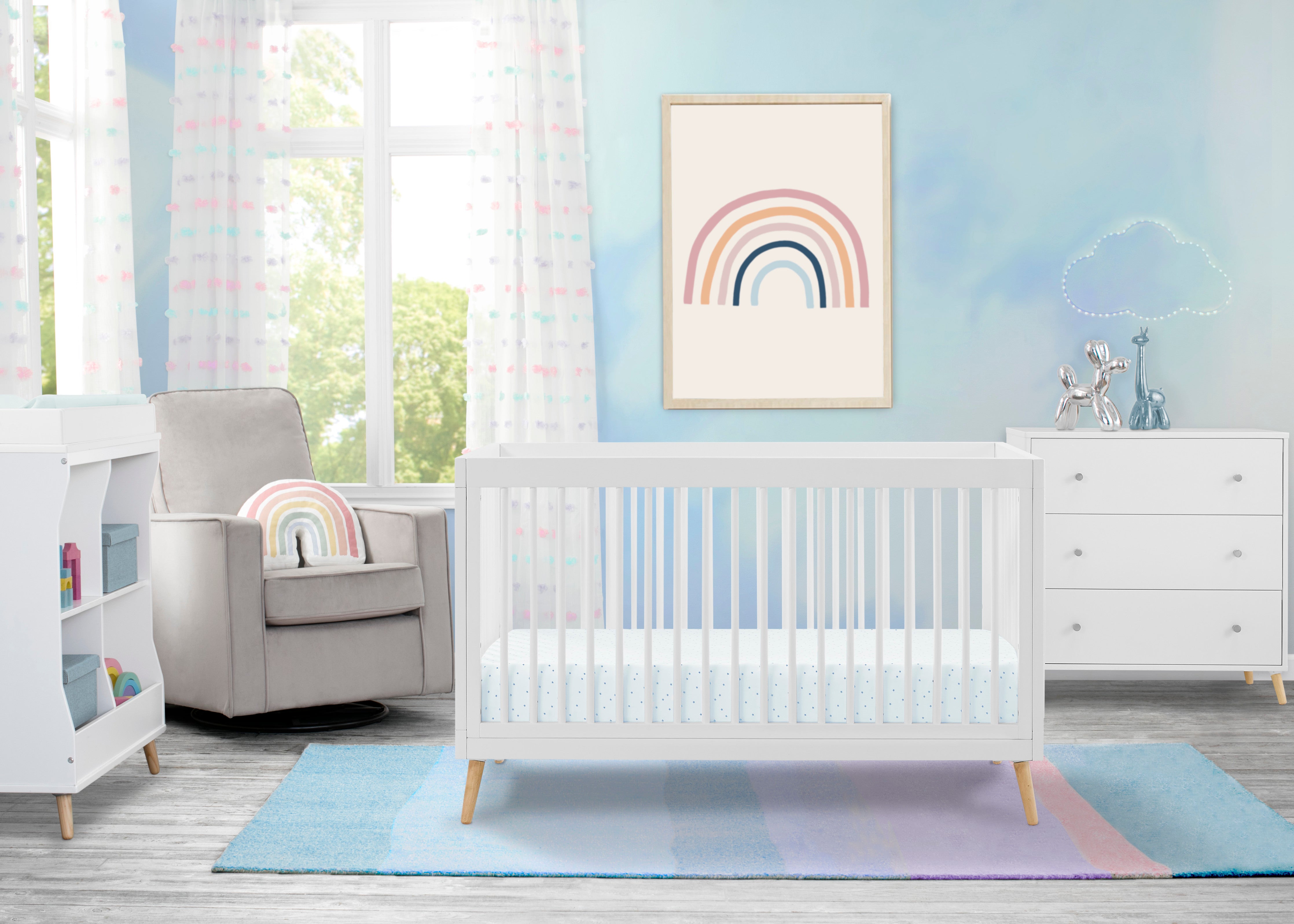 Jordan 4-in-1 Convertible Baby Crib - White Nursery Furniture for Newborn to Toddler | Bedroom, Daycare & Nursery Essentials