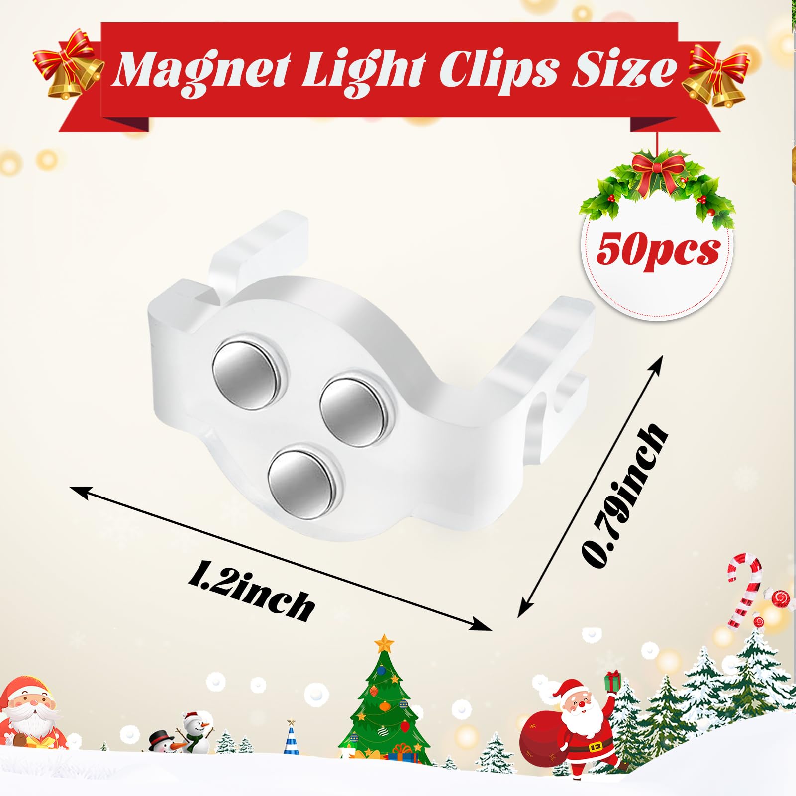 50 Pack UQM C9 Magnetic Christmas Light Clips - Heavy Duty Magnetic Hooks for Outdoor Holiday Lighting (C9, C7 Sockets, Metal Roofs & Gutters) - Perfect for Christmas Decorations, Patio Lights & Festive Home Exteriors