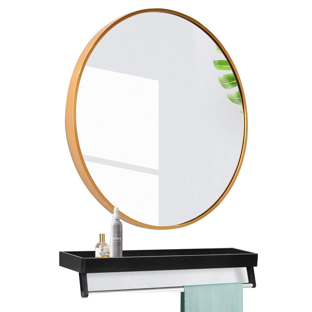 Gold 80cm Round Wall Mirror - Elegant Circle Wall-Mounted Mirror for Bathroom, Living Room, Entryway & Bedroom | Rust-Resistant, Shatterproof Glass | Perfect for Vanity, Makeup & Home Decor