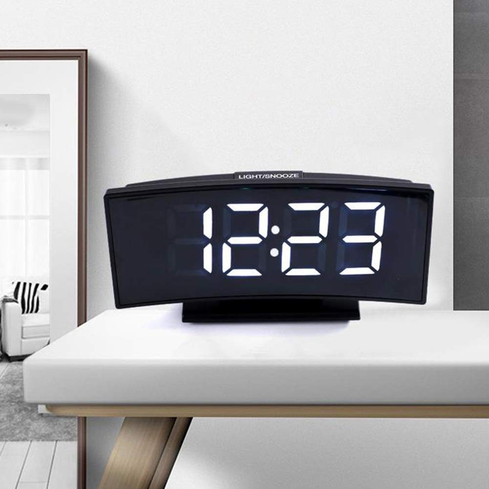 Newrys Digital Alarm Clock with USB Power, LED Big Screen Display, Temperature & Snooze Function - Black & White for Bedroom, Office Desk, Nightstand, Travel (Home & Office Use)