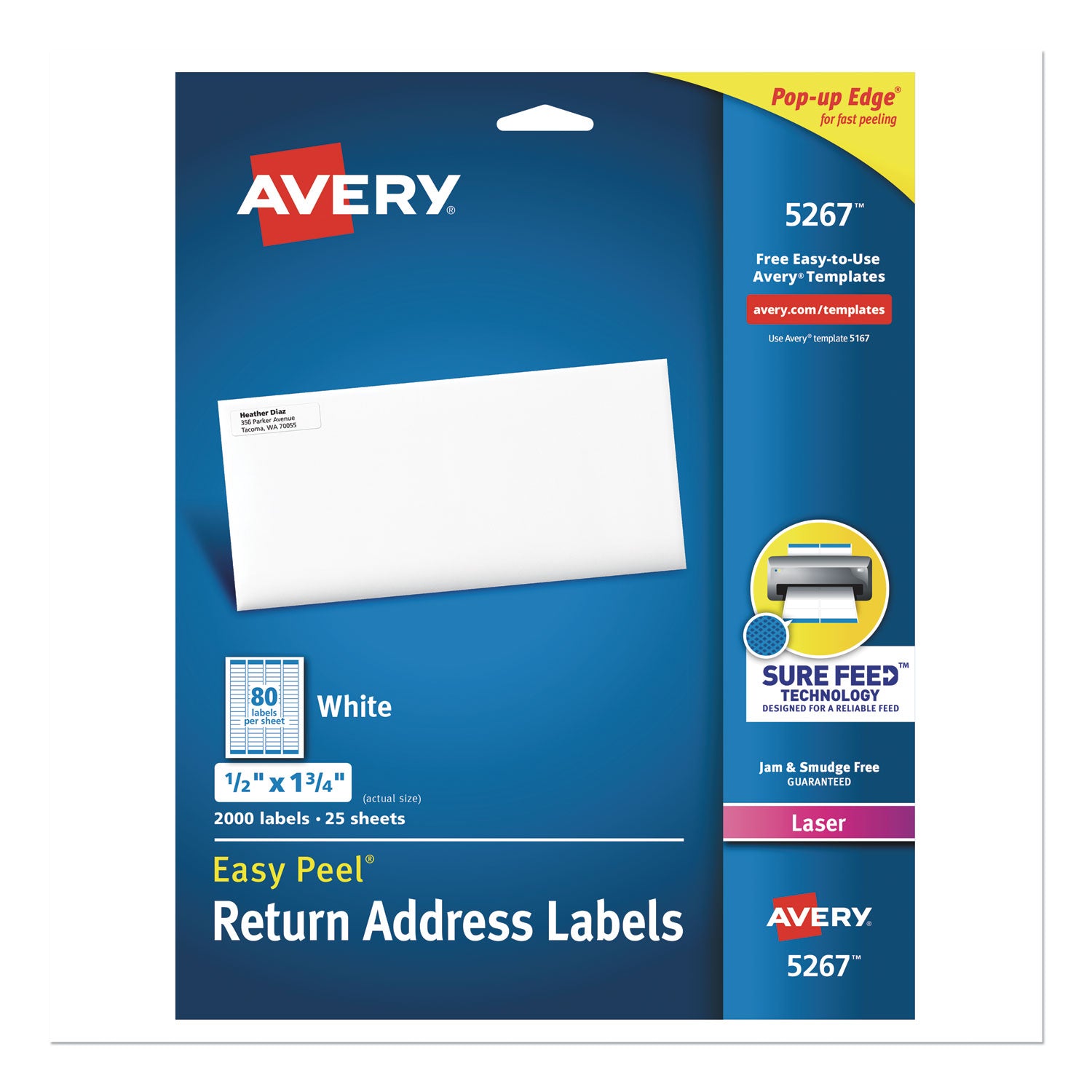 Avery® Easy Peel White Address Labels with Sure Feed Technology for Laser Printers - 0.5