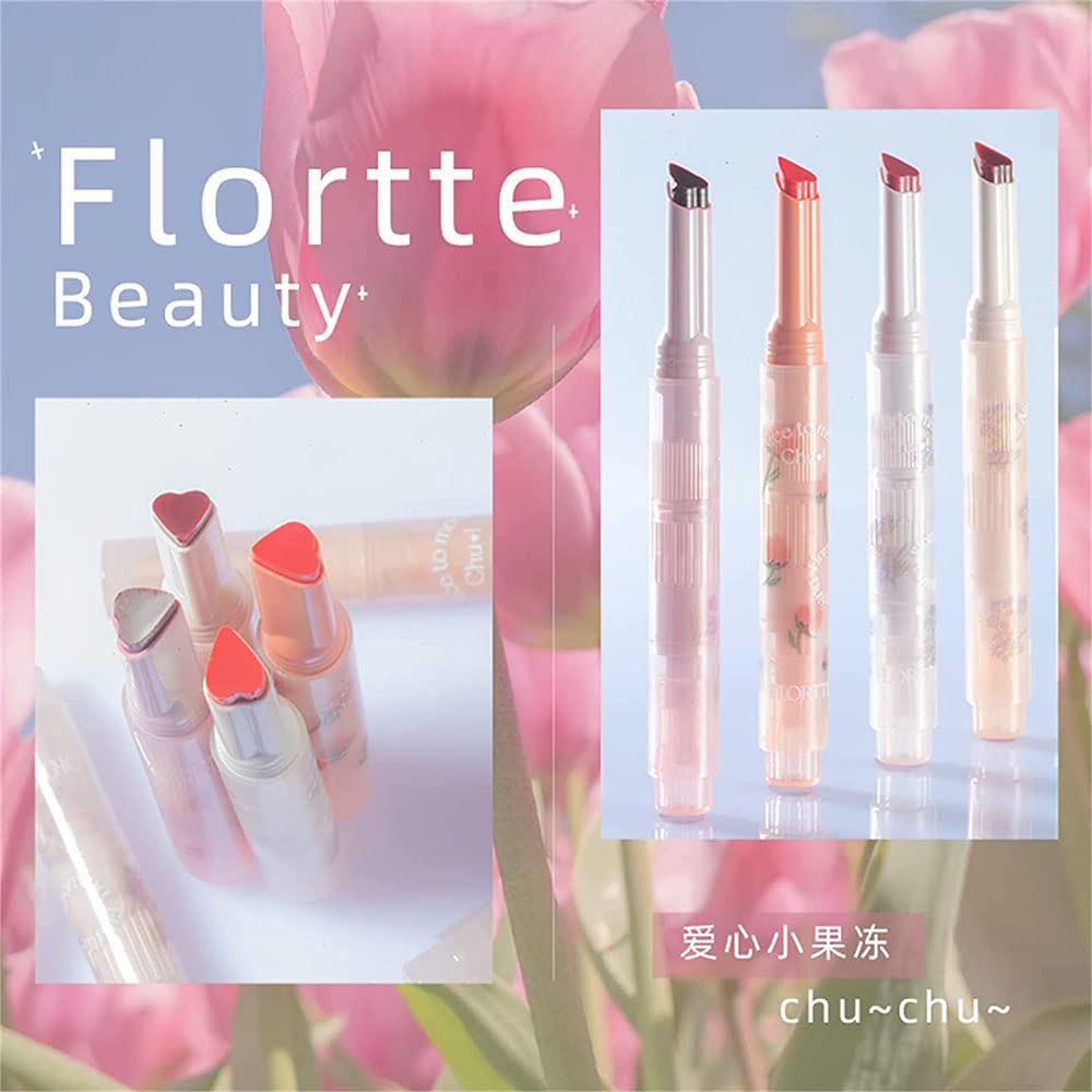 Flortte Jelly Lipstick - Long Lasting Hydrating Lipstick with Flower Heart Design (#10) - Perfect for Daily Wear, Date Night & Special Occasions
