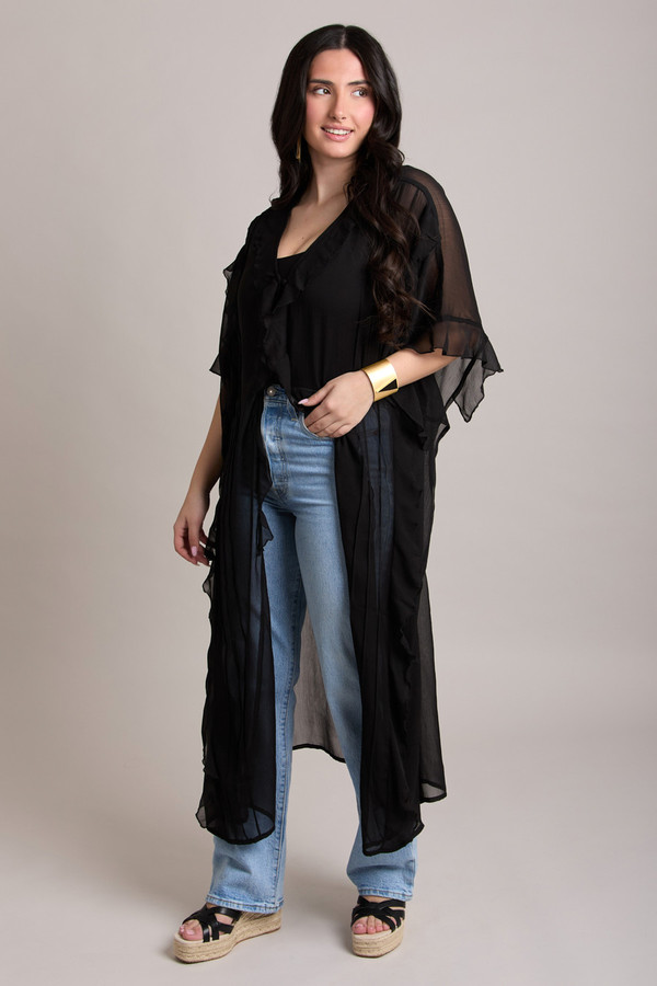 Elegant Ruffled Button Kaftan Cover Up - Flowy Beach Dress for Women | Perfect for Poolside, Vacation & Summer Outfits