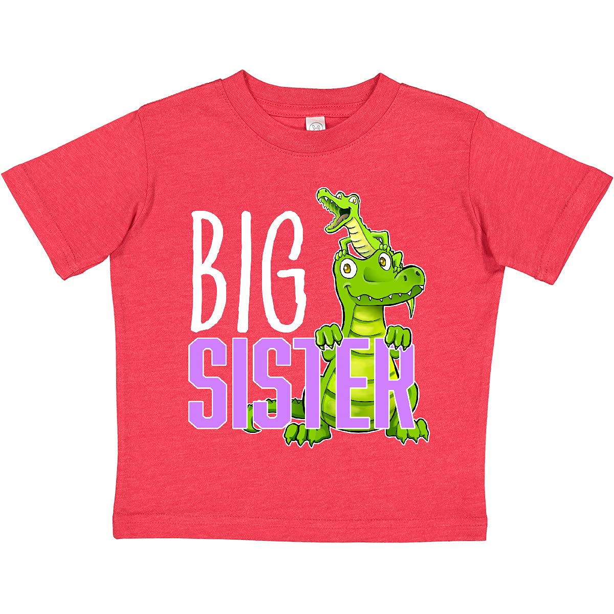 Inktastic Big Sister with Cute Alligators Toddler T-Shirt - Soft Cotton Baby Girl Shirt for Siblings & Family Matching Outfits - Perfect for Birthday, Photo Shoots & Everyday Wear