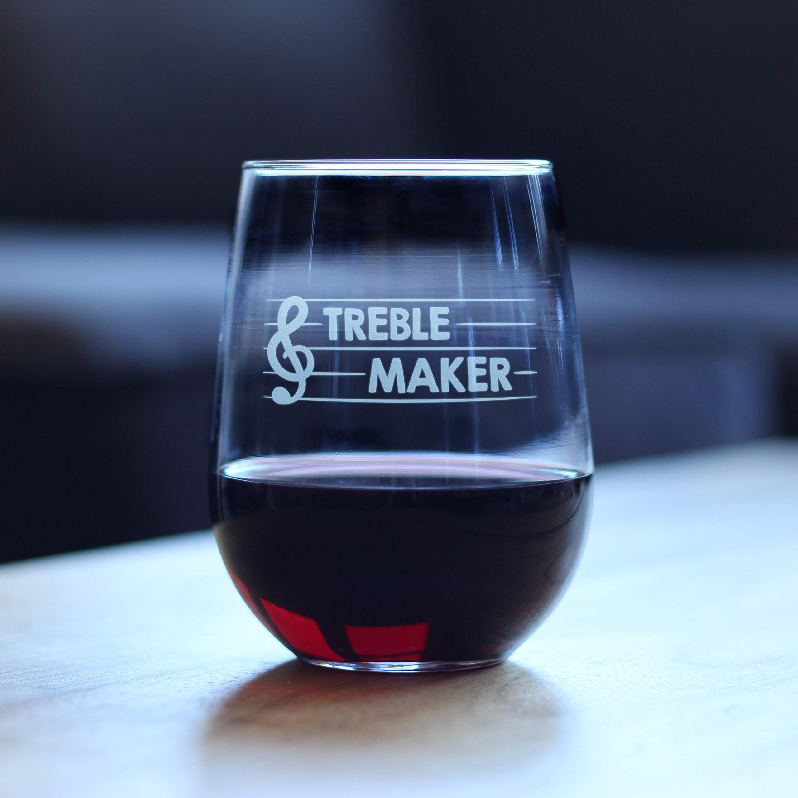 Treble Maker Stemless Wine Glass - Funny Music Teacher Gift for Women & Men - Unique Musical Decor - Large 15oz Glass - Perfect for Parties, Gifts & Music Lovers