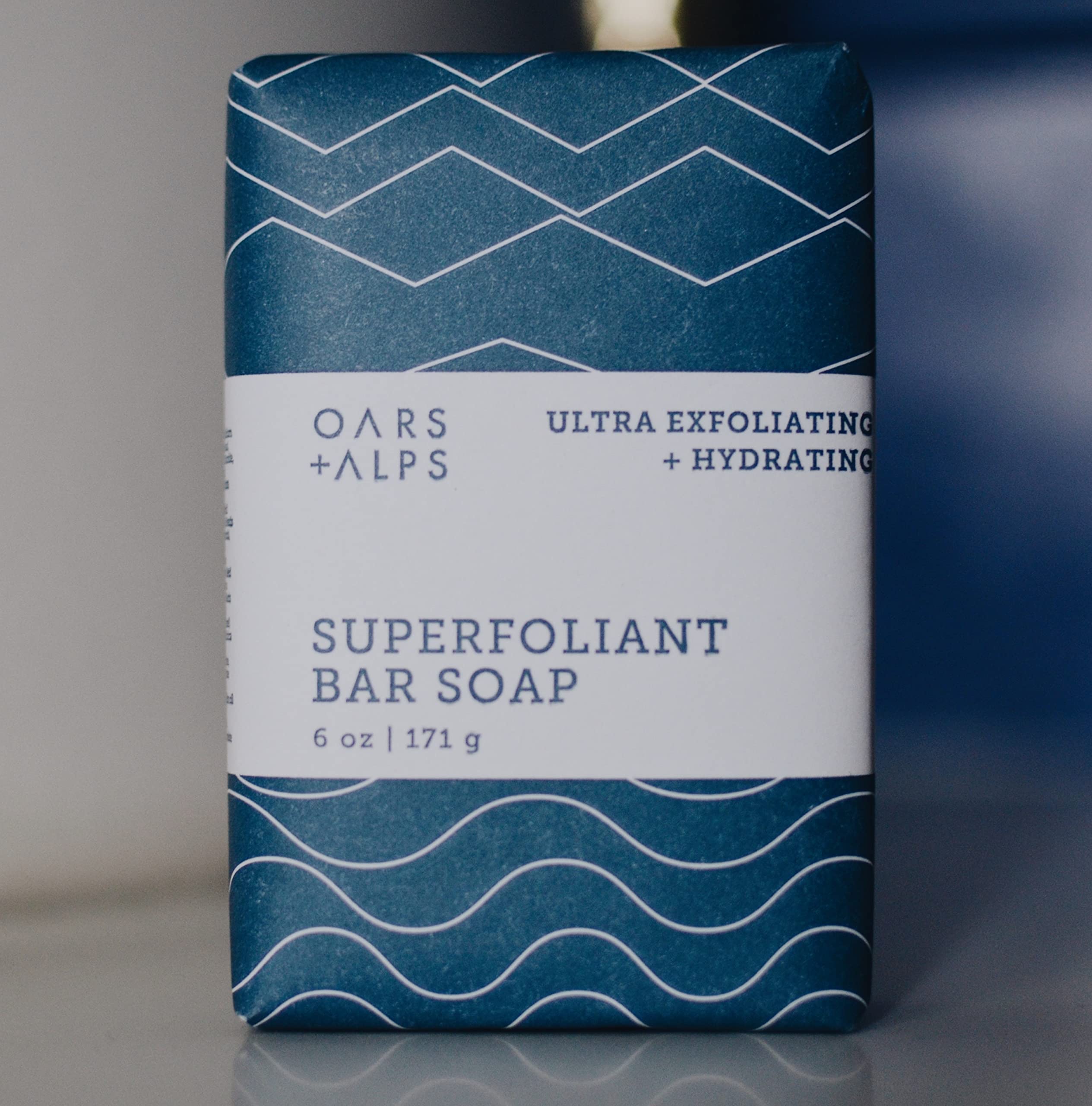 Oars + Alps Superfoliant Exfoliating Bar Soap for Men - Dermatologist Tested, Clean Ingredients, Travel Size (6 Oz) - Deep Cleansing & Exfoliation for Face & Body, Ideal for Gym, Travel & Daily Skincare Routine