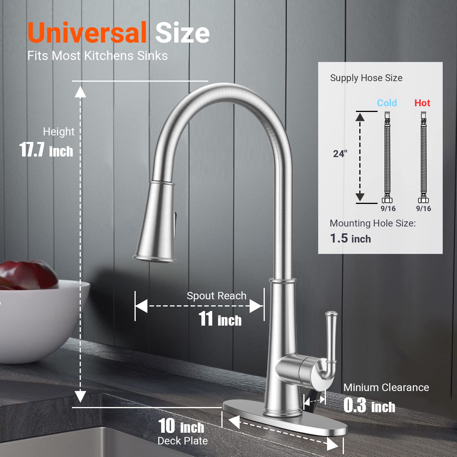 Brushed Nickel LED Kitchen Faucet with Pull Down Sprayer for RV & Bar Sinks