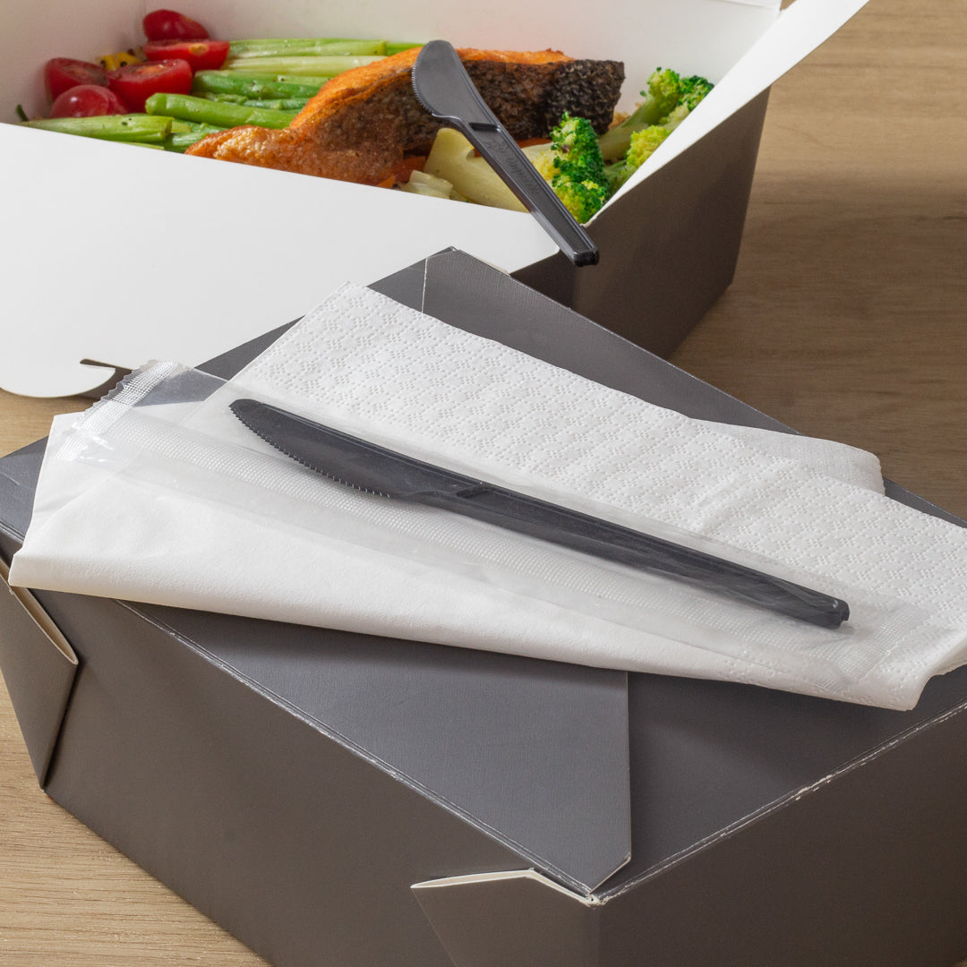 Eco-Friendly Black CPLA Plastic Knives - Heat Resistant, Compostable Cutlery, 6.5 Inch, 50 Count Box - Perfect for Parties, Picnics & Outdoor Dining