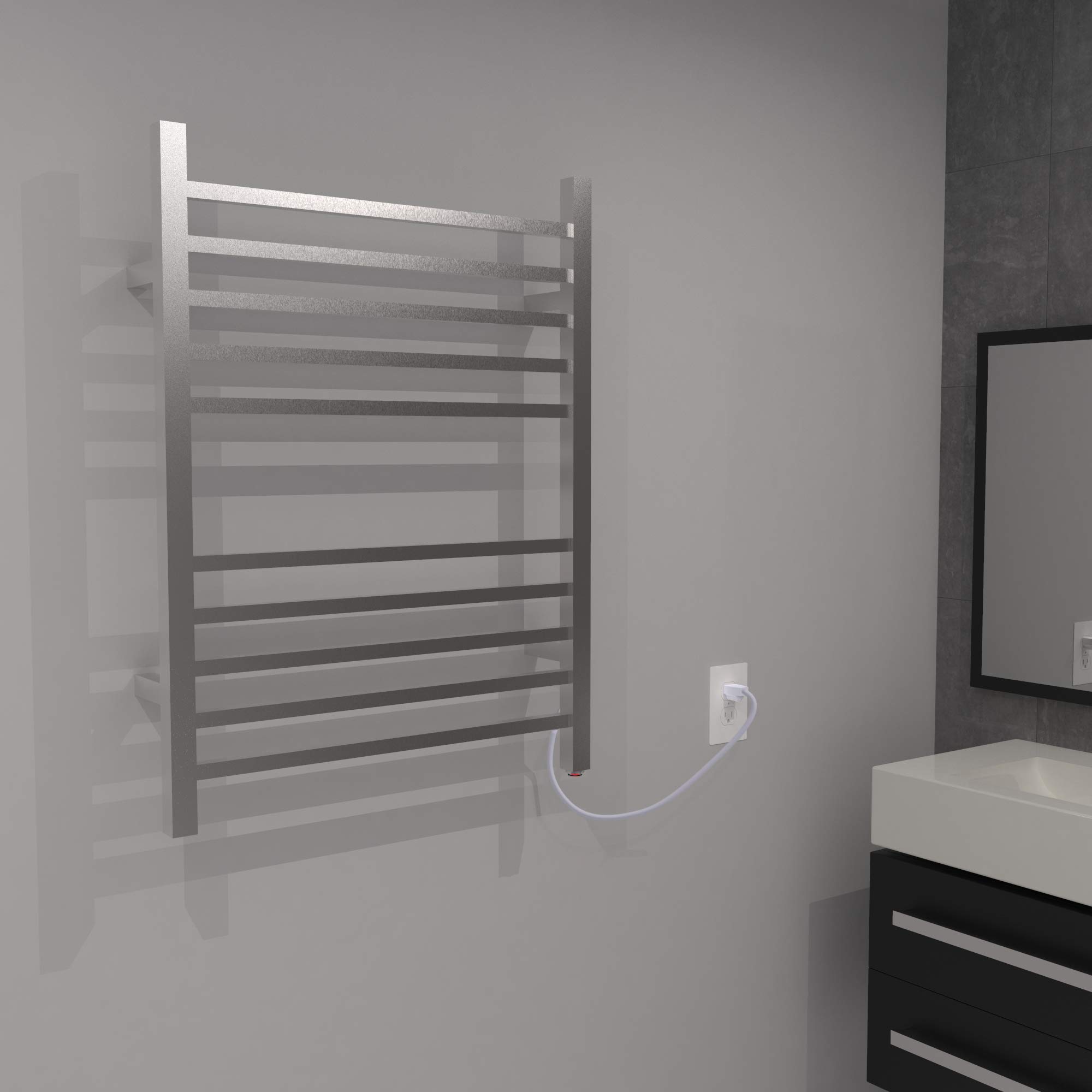 Amba Radiant Square RSWP-B 10-Bar Plug-in Towel Warmer in Brushed Nickel - Premium Bathroom Heater for Spa, Hotel & Luxury Home Use