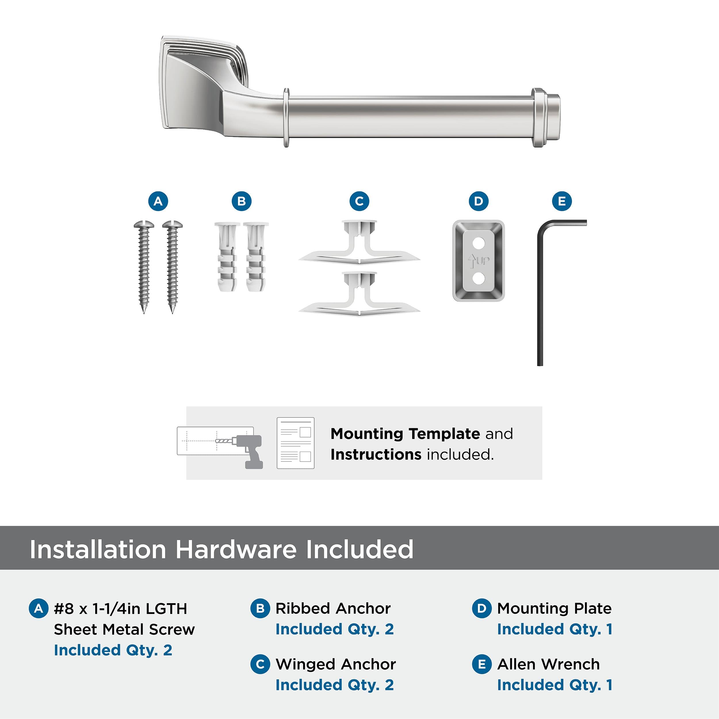 Amerock BH3603126 Chrome Single Post Toilet Paper Holder - 7-7/8 Inch (200mm) Bath Tissue Holder for Modern Bathrooms | Bathroom Hardware & Accessories | Perfect for Home, Hotel, and Office Restrooms