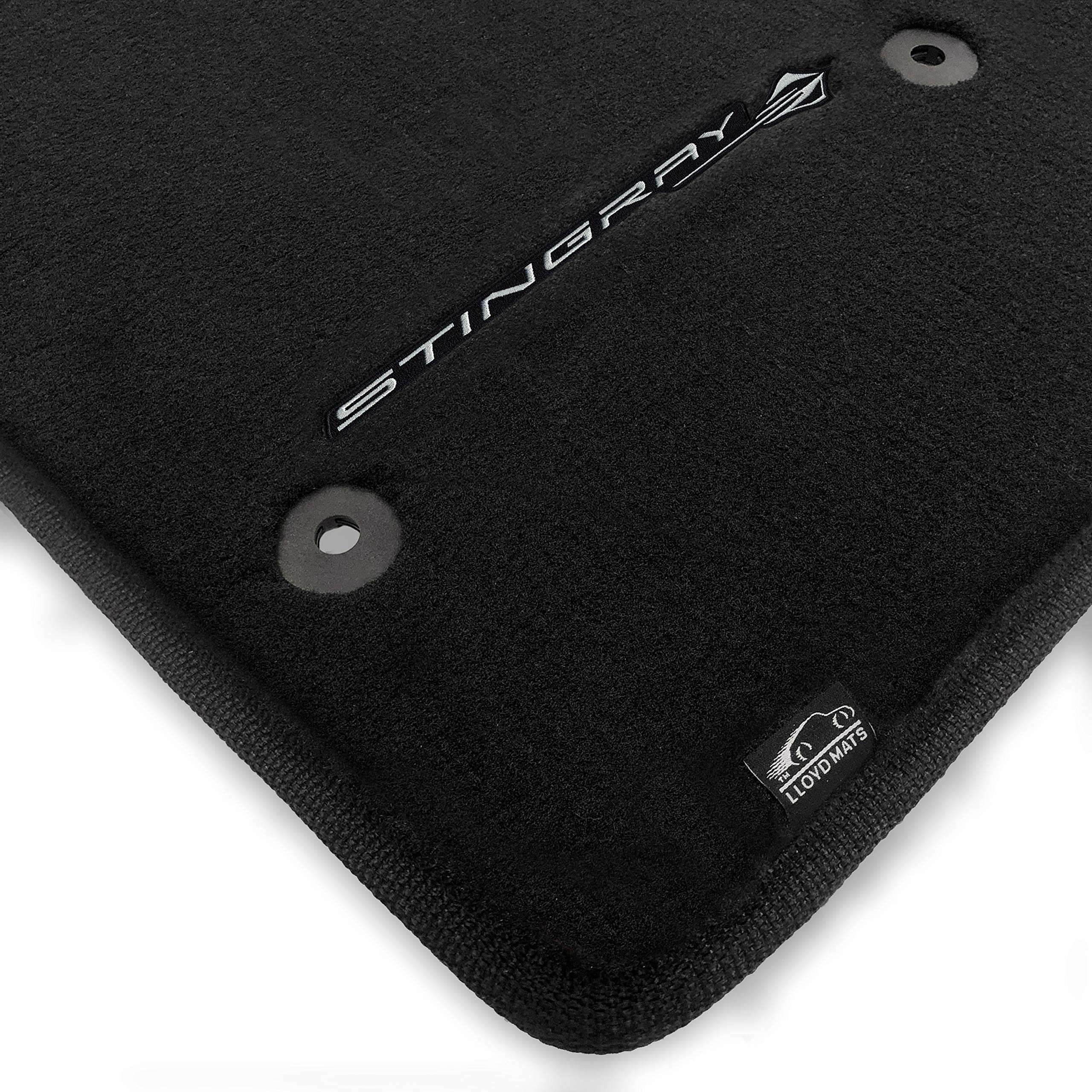 Premium Custom-Fit Carpeted Floor Mats for 2020+ Corvette C8 - Luxury Car Floor Liners with Stingray Logo (Charcoal, 2-Piece Front Set) - Perfect for Daily Driving & Car Shows
