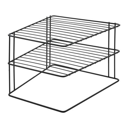 2 Tier Corner Shelf Organizer - Matt Black Finish for Kitchen, Bathroom, or Office Storage
