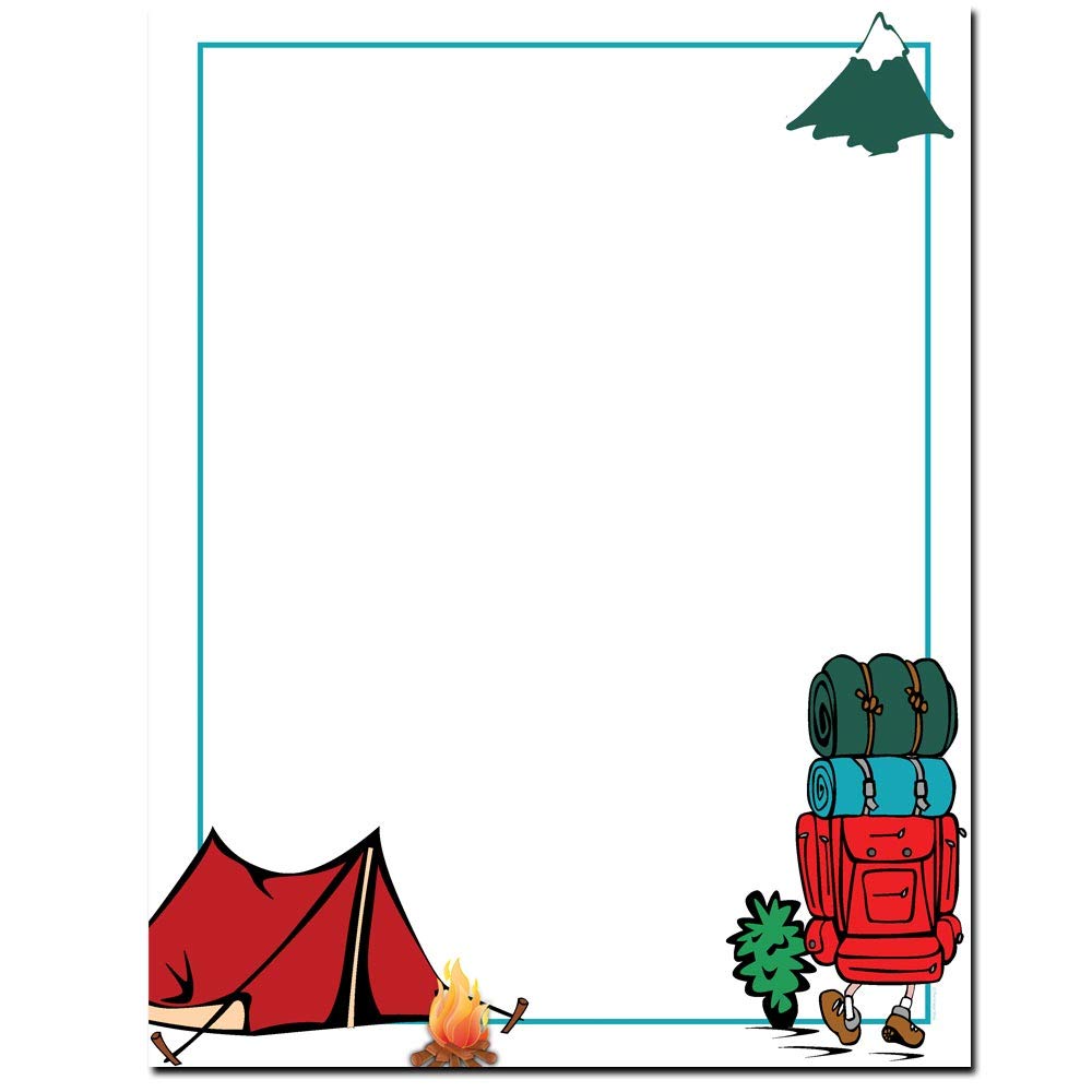Premium Camping Trip Letterhead Paper - 100 Sheets for Laser & Inkjet Printers - Perfect for Outdoor Adventures, Invitations & Themed Stationery