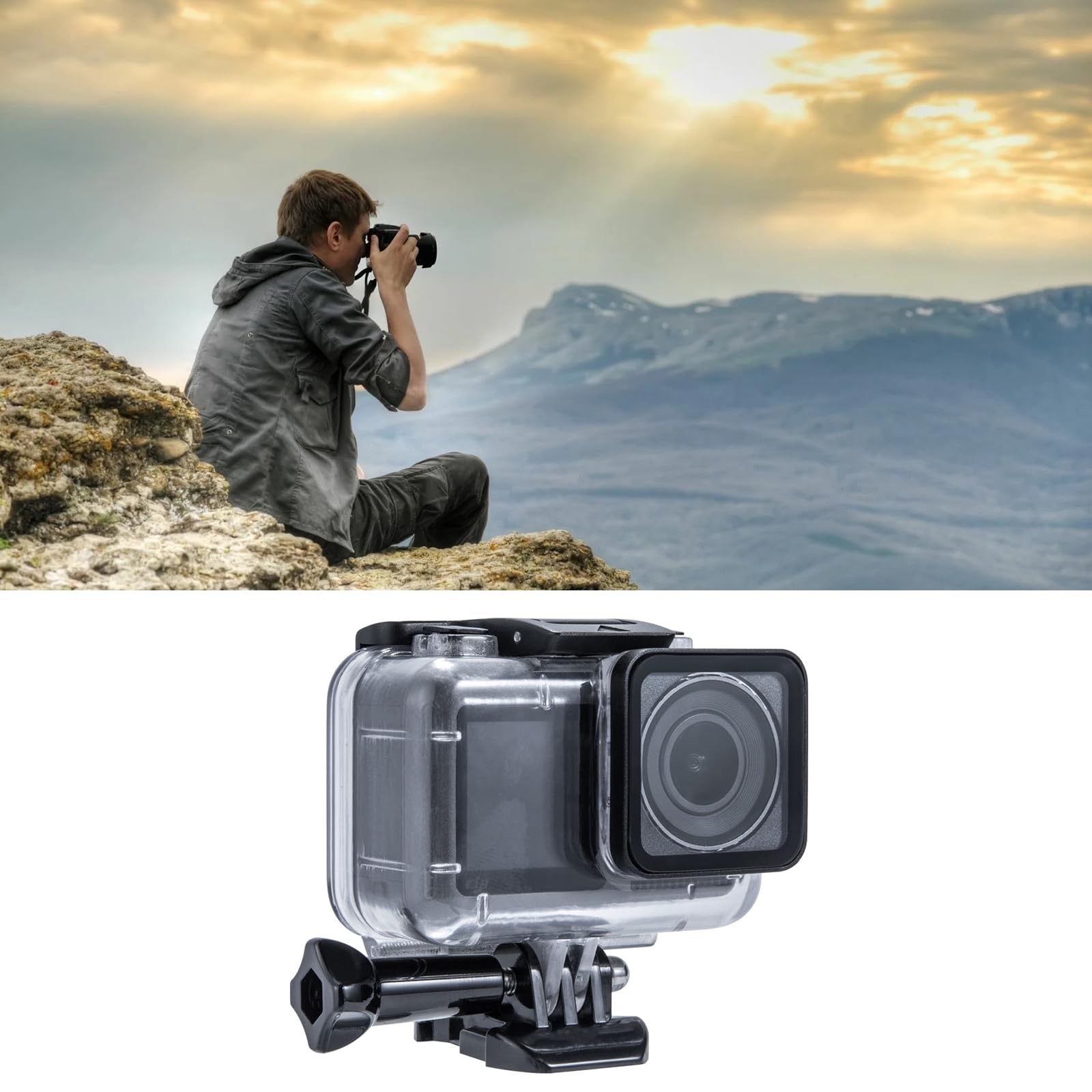 Waterproof Camera Housing for Underwater Photography - Durable Dive Case for Enhanced Underwater Shooting - Perfect for Scuba Diving, Snorkeling, and Beach Vacations