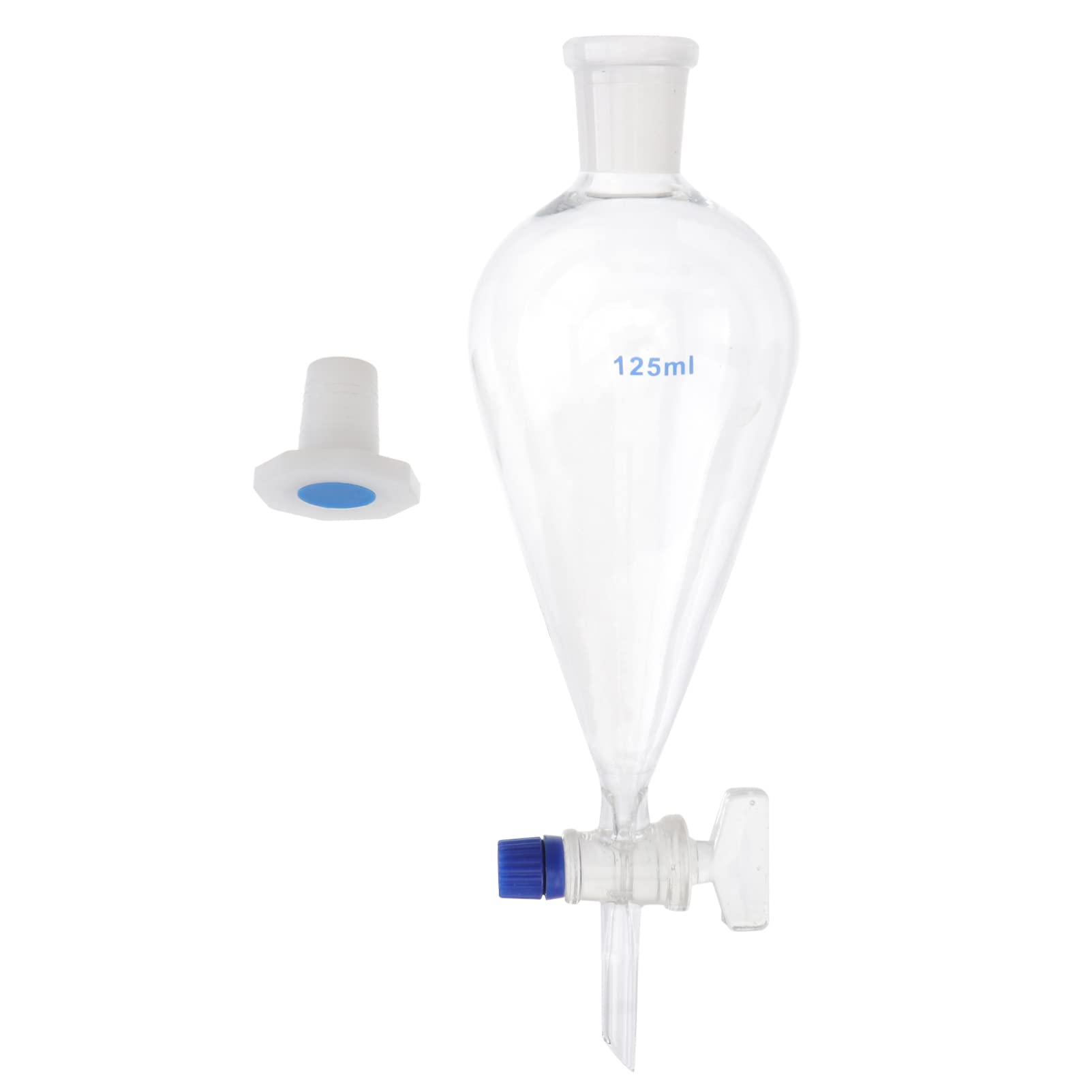 Premium Borosilicate Glass Pear-Shaped Separatory Funnel 125ml - Heavy Wall Conical Design for Precise Liquid Separation - Ideal for Chemistry Labs, Essential Oil Extraction & Essential Laboratory Accessories - Perfect for Organic Chemistry Experiments & Liquid-Liquid Extraction