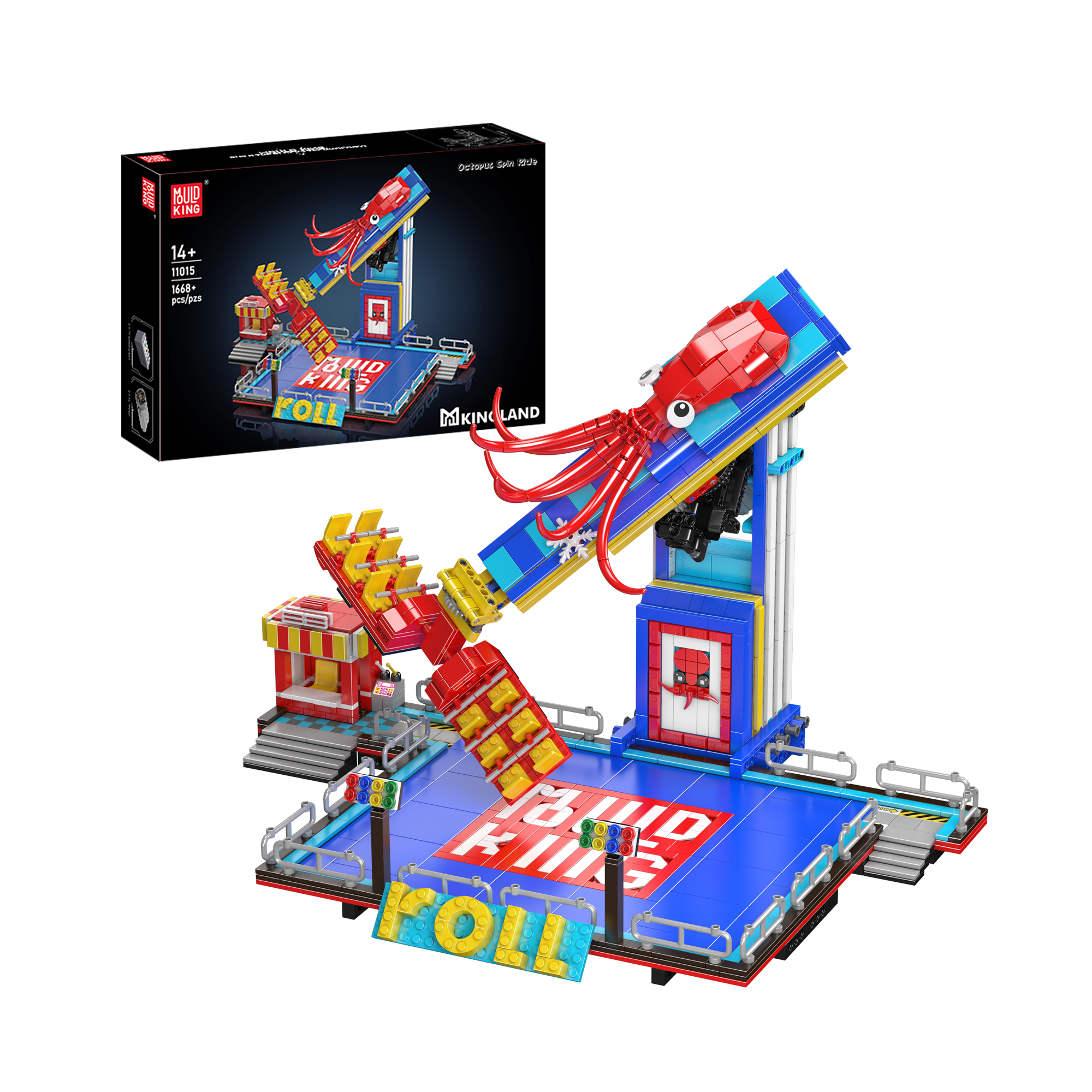 Mould King 11015 Octopus Swing Ride Building Blocks Set - 1,668 Pieces STEM Toy for Kids & Adults | Perfect for Creative Play, Birthday Gifts & Home Decoration
