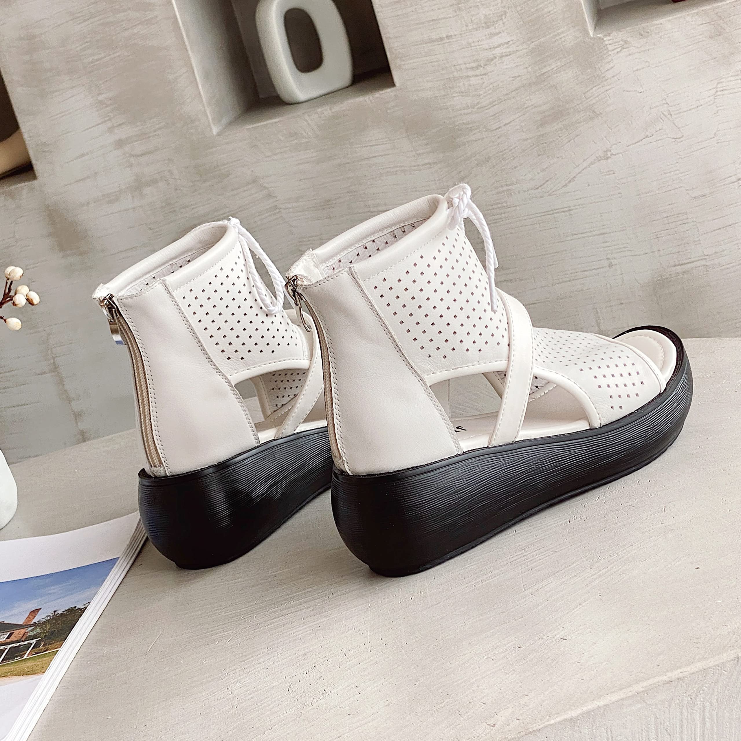 Women's High Top Leather Boot Sandals - Open Toe Cutout Design Fashion Sandals for Women | Perfect for Summer Outfits, Beach Vacations & Boho Chic Style