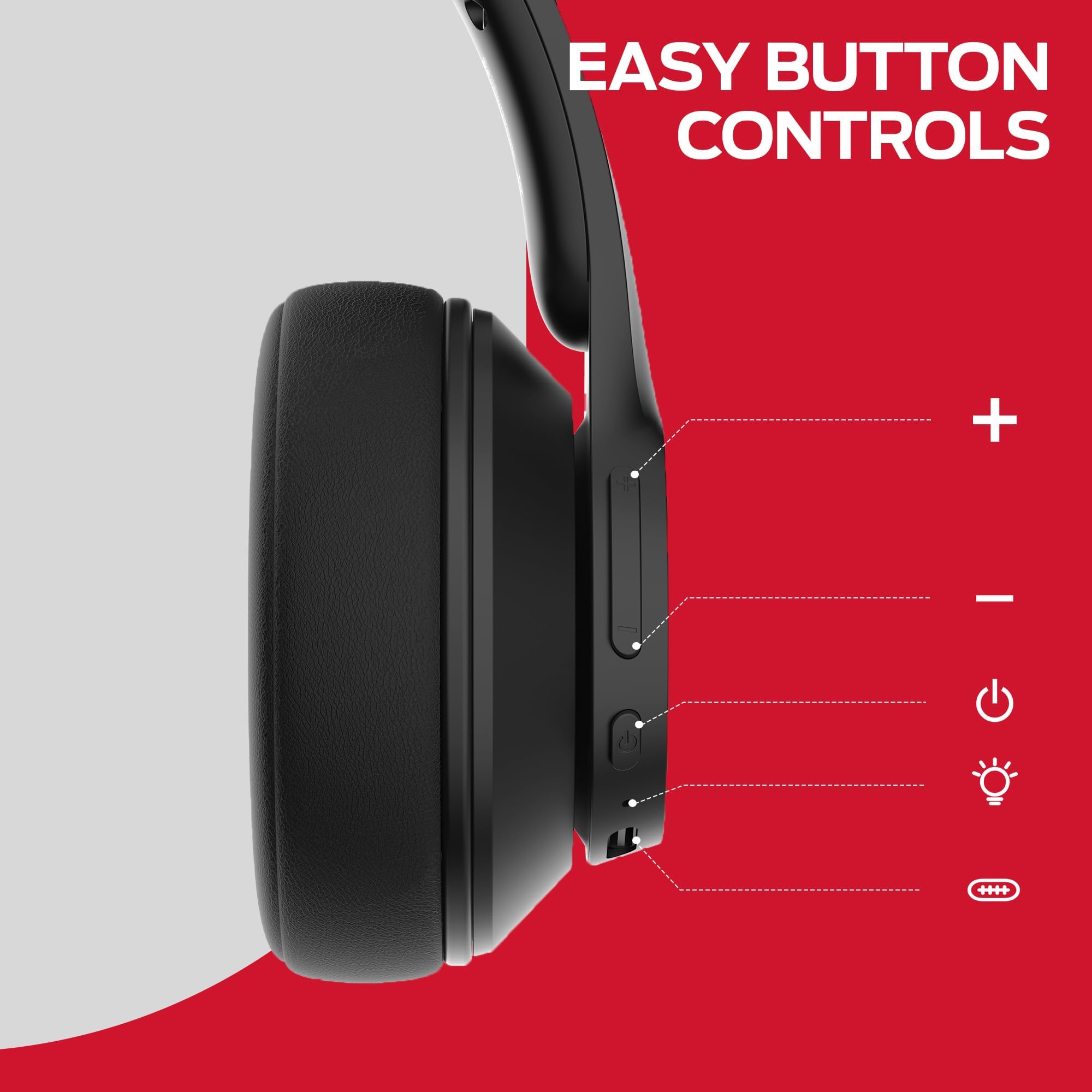 Monster Mission 100 Wireless Bluetooth Headphones - Over Ear Headphones with Deep Bass, HD Calls, 40H Battery Life, Bluetooth 5.4, Lightweight Comfort for Travel, Work, Gaming & Music (Black)