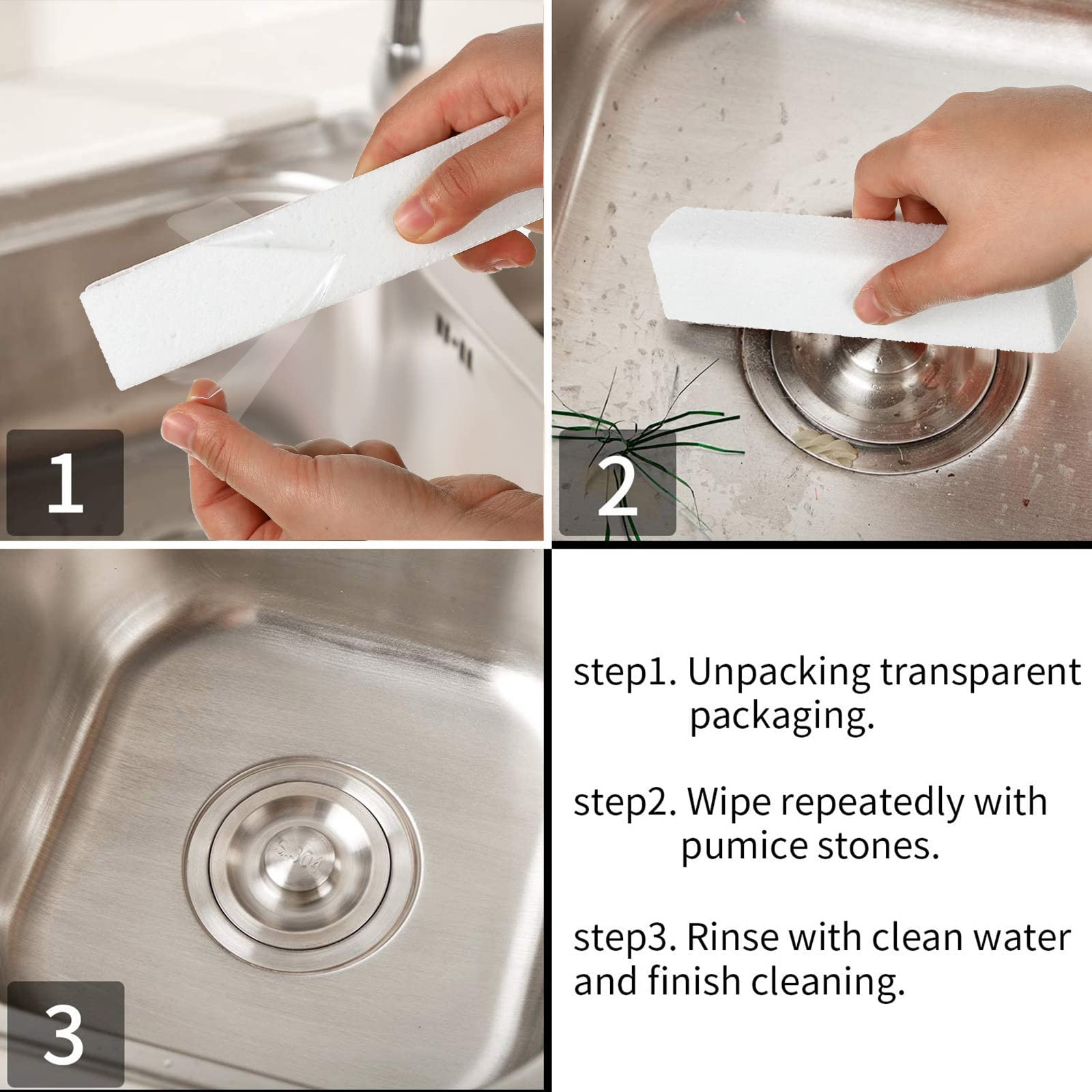 30 Pack Pumice Stones for Toilet Bowl Cleaning - Scouring Pads & Stick Cleaner for Bathtubs, Grills, Kitchen, Sinks, Swimming Pools - 5.9 x 1.4 x 0.9 Inch (White) - Perfect for Tough Stains & Hard Water Deposits Removal