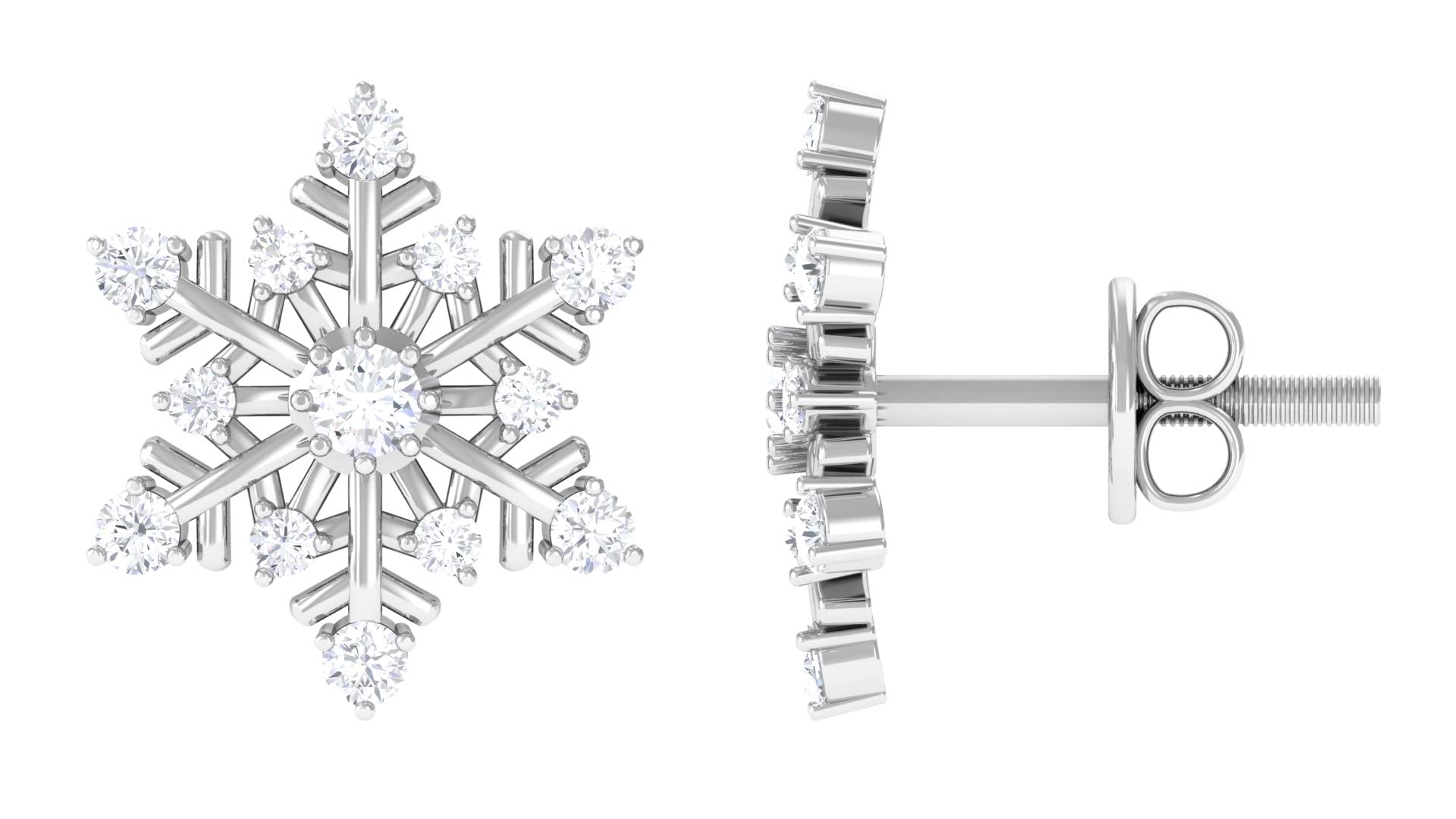 0.50 CT Diamond Stud Earrings for Women - 14K Solid Gold Snowflake Stud Earrings | Elegant Jewelry Gift for Christmas, Anniversary & Special Occasions