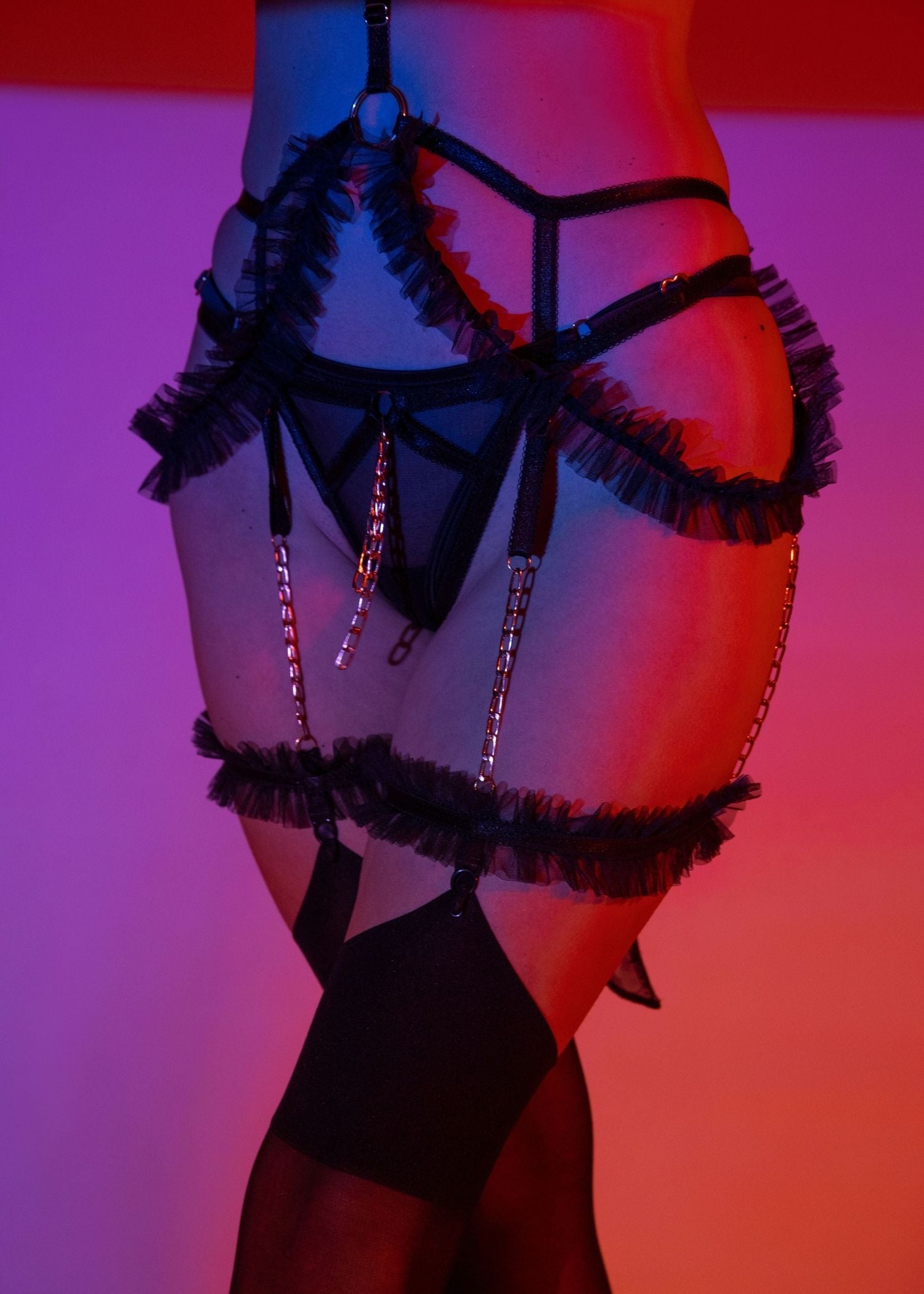 Empress Open Bra Harness, Thong, and Suspender Garters Set - Sexy Lingerie for Women - Perfect for Boudoir, Role Play, and Special Occasions