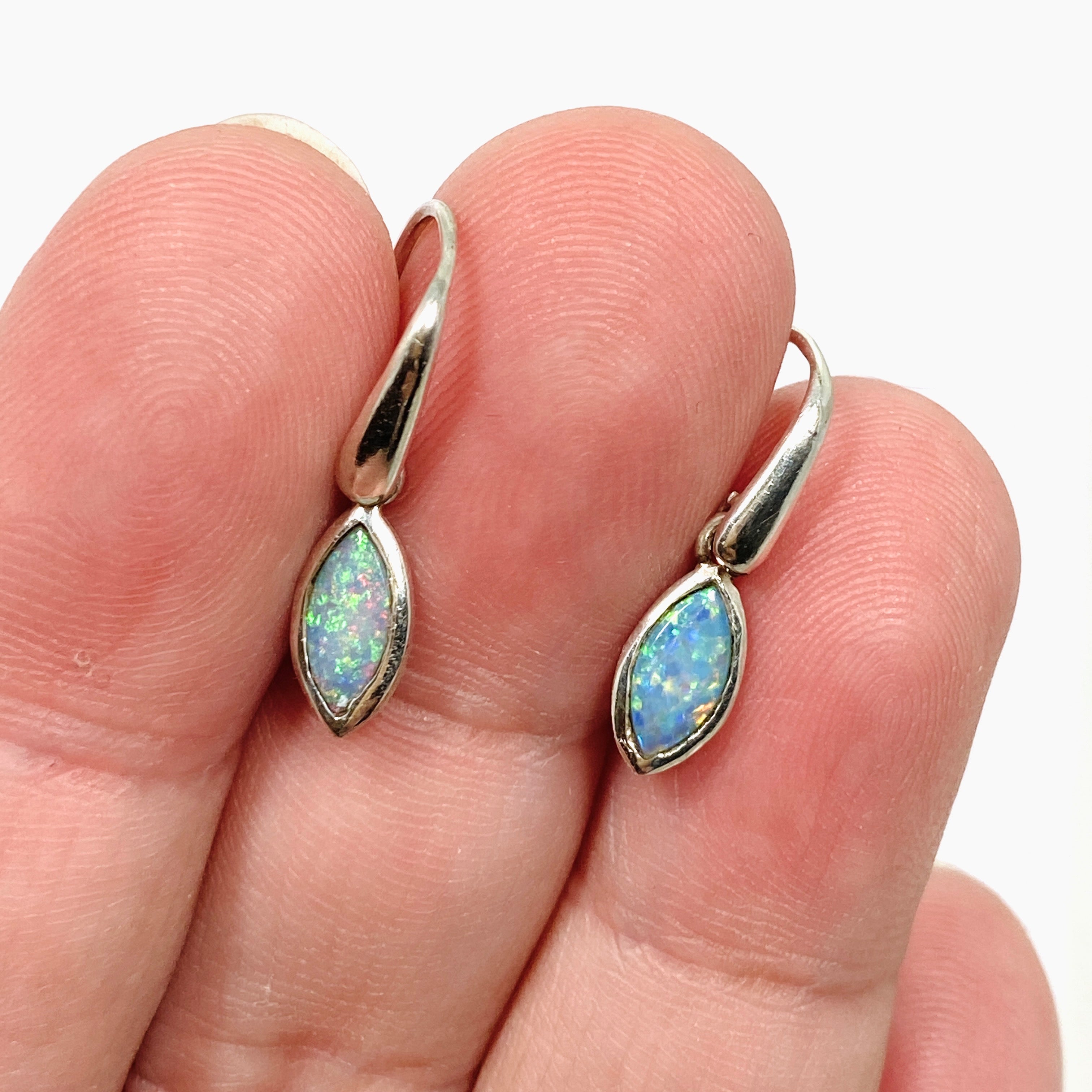 Opal Solid (Lightning Ridge) Marquise Cabochon Earrings - Natural Australian Gemstone Jewelry for Women | Perfect for Weddings, Parties & Special Occasions