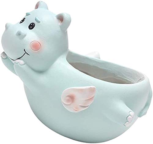 Resin Cartoon Succulent Planter - Cute Hippo-Shaped Flower Pot for Plants, Home & Office Desktop Decoration | Perfect for Small Succulents, Cacti, and Air Plants in Living Room, Bedroom, or Workspace