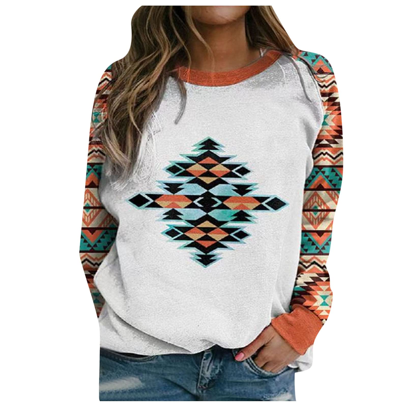 Women's Long Sleeve Tunic Tops - Casual Printed Blouse with Round Neck, Loose Fit Thermal Shirts for Everyday Wear | Perfect for Office, Weekend Outings & Layering