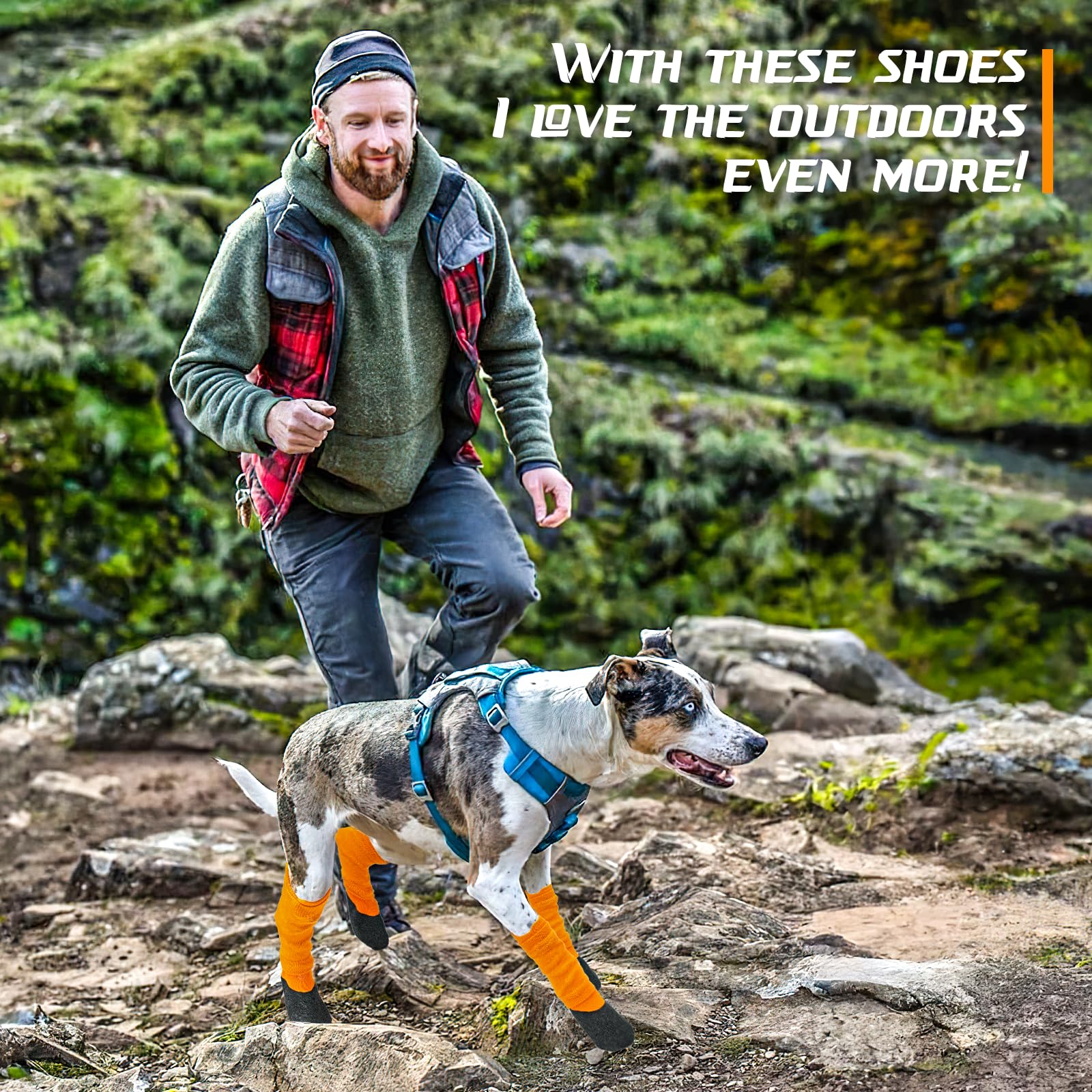 **Waterproof Dog Boots for Large & Medium Dogs - Adjustable Winter Paw Protectors for Walking, Running, Hiking | Non-Slip Outdoor Dog Shoes for Snow, Ice & Rough Terrain (XL Size)**