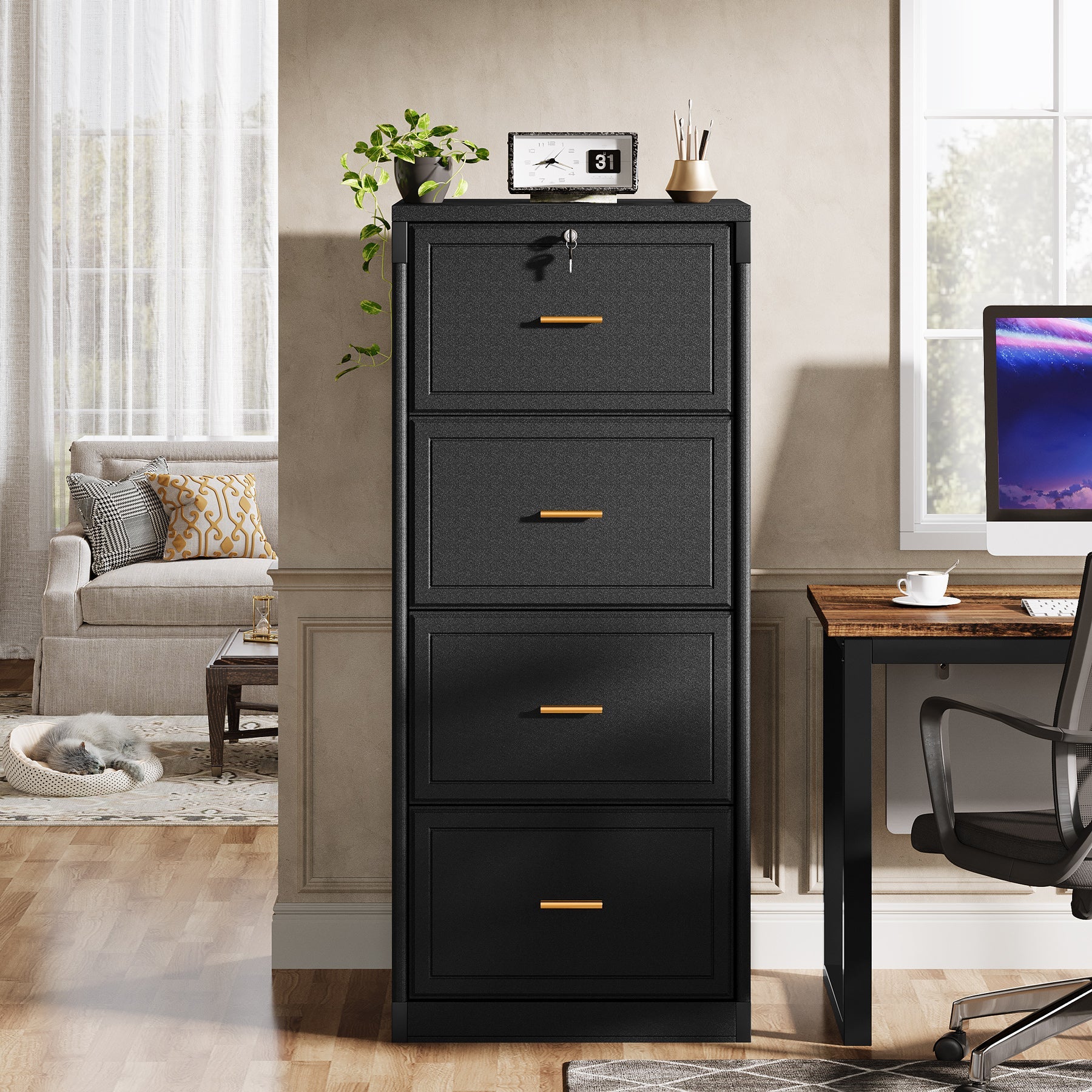 51 File Cabinet - 4-Drawer Vertical Filing Cabinet for Office & Home Organization - Perfect for Documents, Folders & Office Supplies Storage