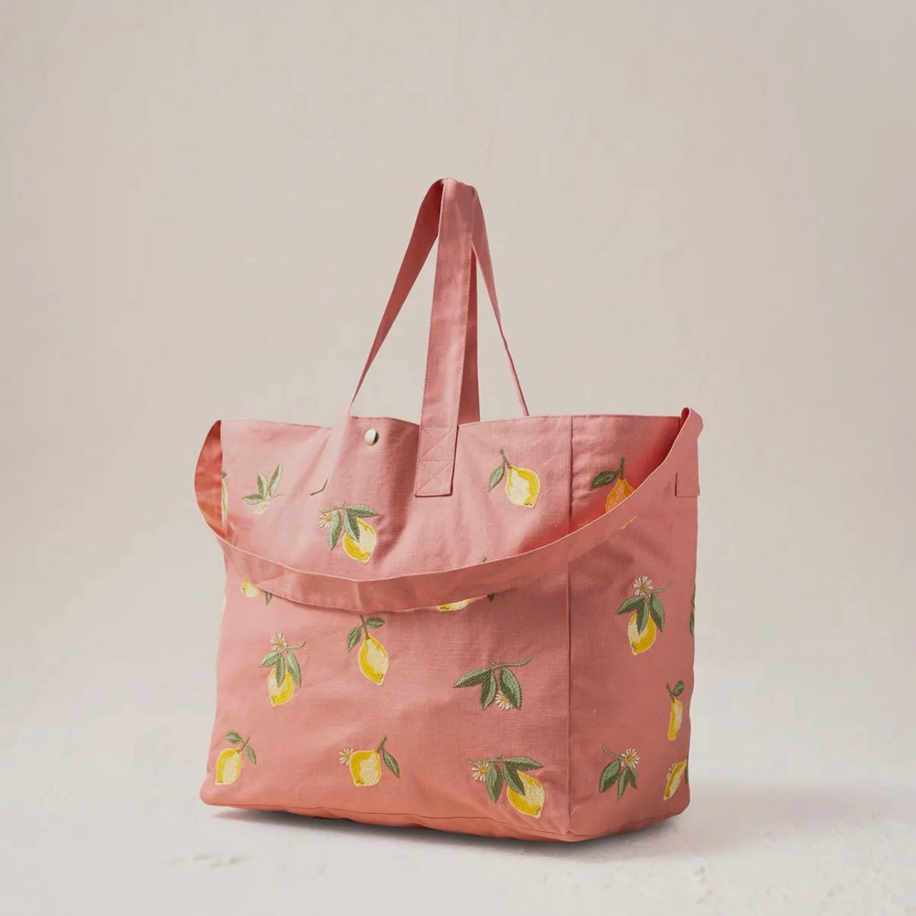 Lemon Blossom Tote Bag - Large Reusable Shopping Bag with Pockets - Perfect for Groceries, Beach Trips & Travel Accessories