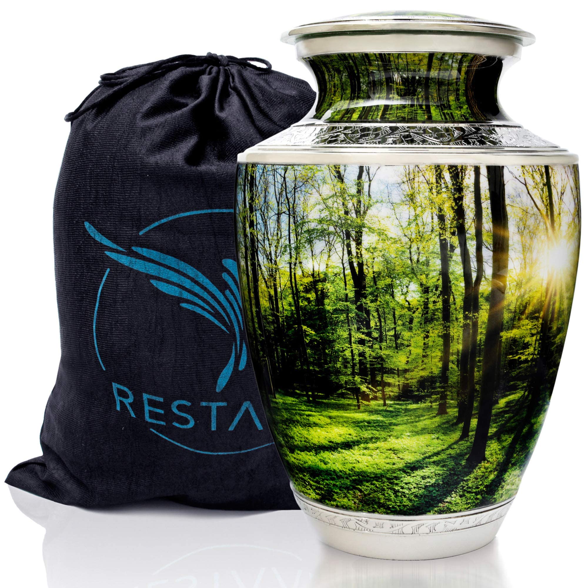 Elegant Peaceful Forest Cremation Urns for Adults - Memorial Keepsake for Human Ashes - Decorative Urn for Men & Women - Perfect for Home Memorials & Funeral Services by Restaall