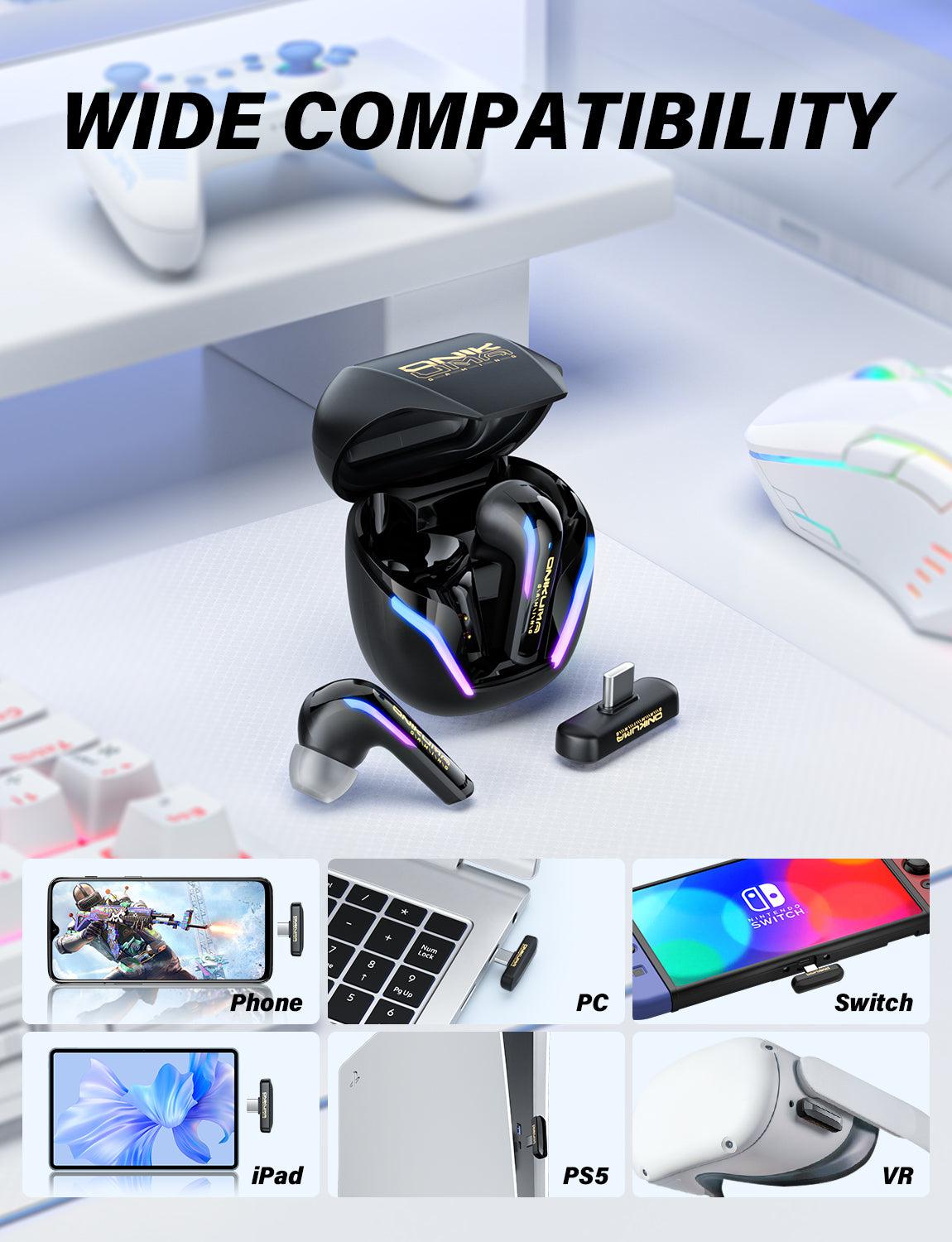 ONIKUMA T27 2.4G Wireless Gaming Earbuds with ENC Mic - Low Latency Bluetooth Earbuds for PC, PS5, Switch, Mobile Gaming - Perfect for Competitive Gaming & Work Calls