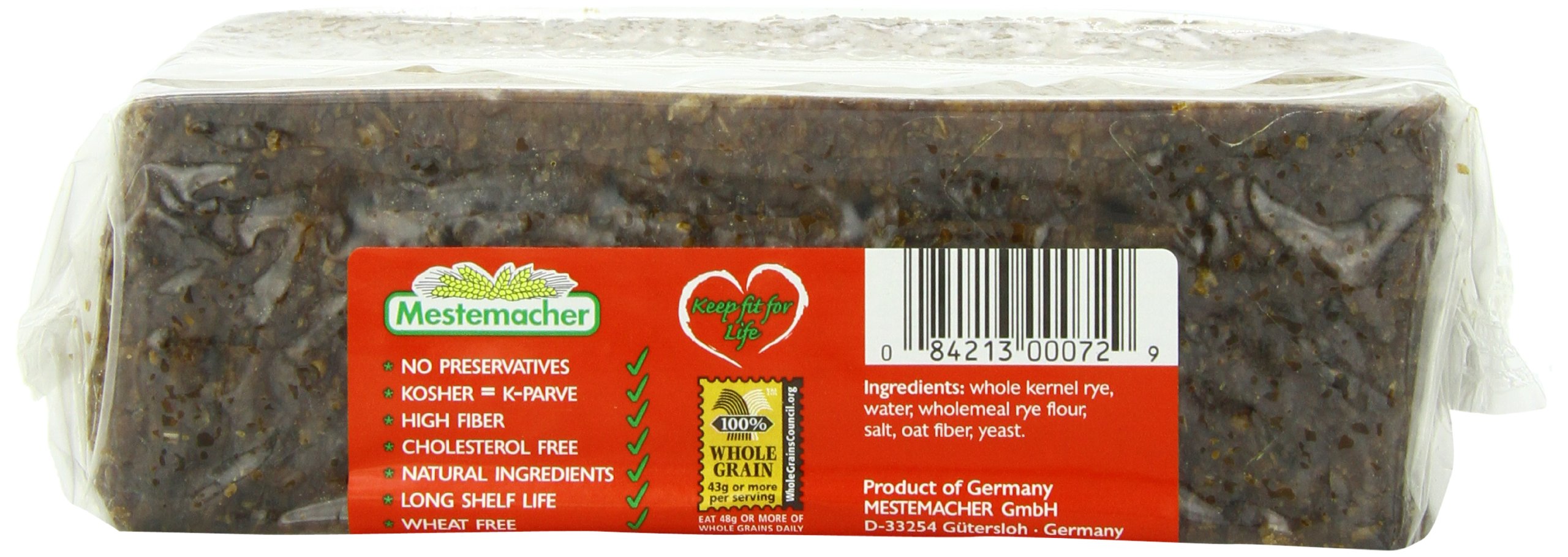Organic Whole Rye Bread by Mestemacher - 17.6 Oz (6-Pack) | High Fiber German Dark Bread | Perfect for Sandwiches, Toast & Healthy Breakfast