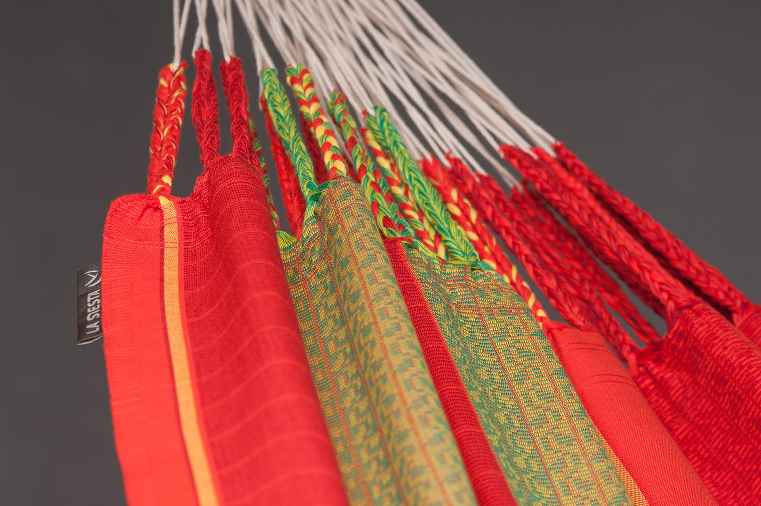 LA SIESTA Flora Chilli - King Size Organic Cotton Family Classic Hammock for Backyard, Beach & Camping - Breathable & Durable Outdoor Relaxation