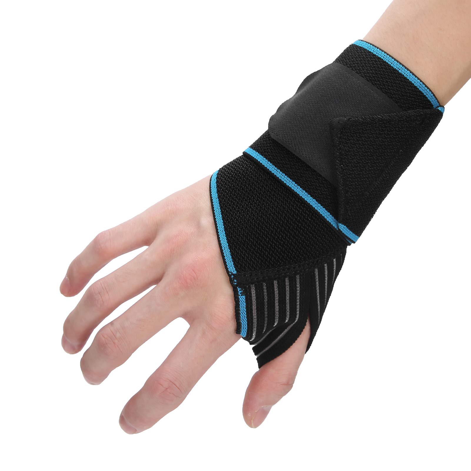 2PCS Adjustable Elastic Wrist Brace with Strap - Reversible Sports Wrist Support for Injury Prevention & Sprain Relief - Perfect for Gym, Basketball, Tennis & Weightlifting