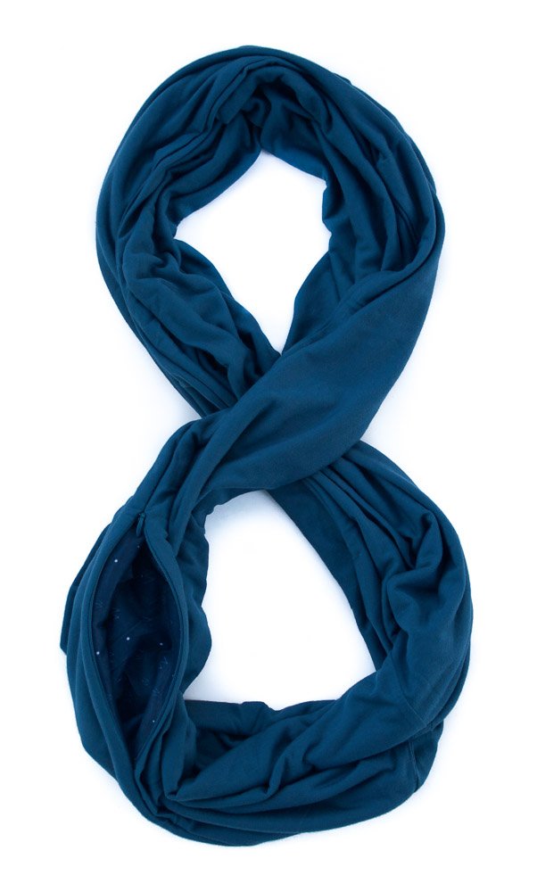 WAYPOINT GOODS Infinity Travel Scarf with Hidden Zipper Pocket for Women - Lightweight Cotton Bamboo Blend - Perfect for Airplane Travel, Commuting & Outdoor Adventures