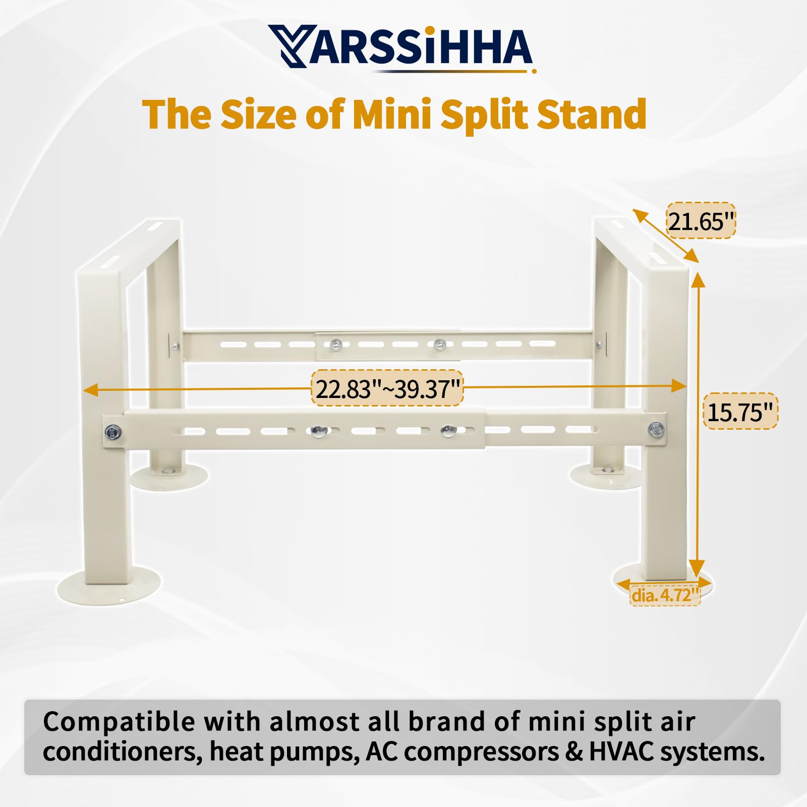 **Yarssihha Heavy Duty Mini Split Stand for 9000-60000 BTU Air Conditioner & Heat Pump – Adjustable Outdoor Condenser Stand – Perfect for Ground Installation & HVAC Stability**    *(Use Case: Ideal for securing outdoor AC units, heat pumps, and condensers in residential or commercial settings, ensuring durability and stability in all weather conditions.)*
