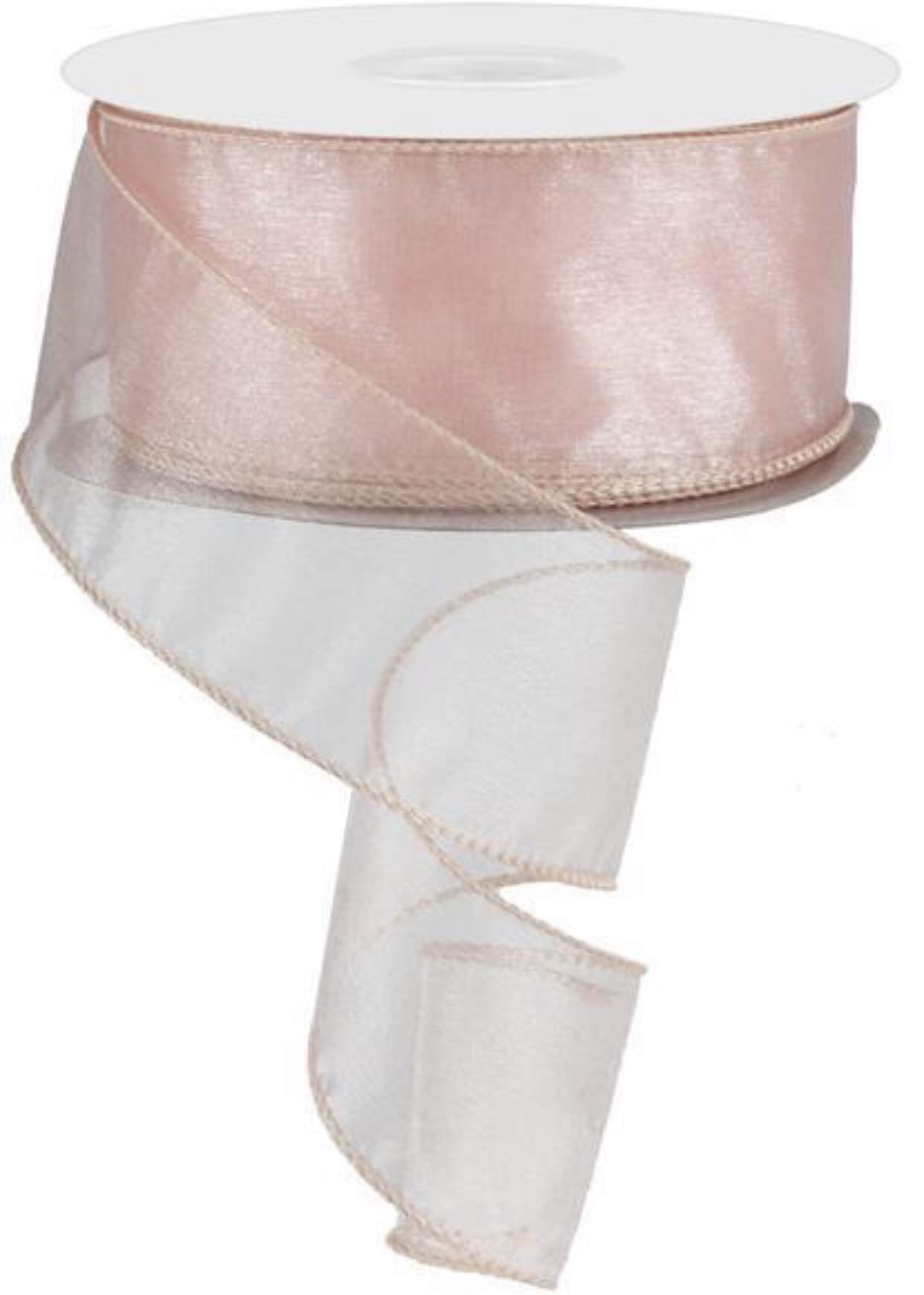 Sheer Peach Organza Ribbon - 2.5 Inch Wired Edge for Gift Wrapping