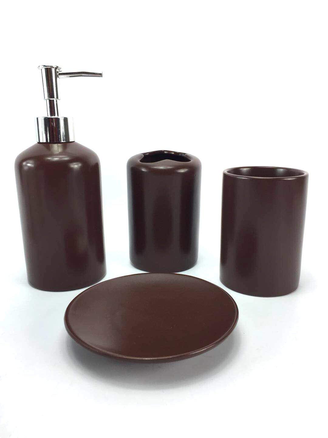 19-Piece Flocking Print Bath Set - Rug, Shower Curtain & Ceramic Accessories for Modern Bathrooms