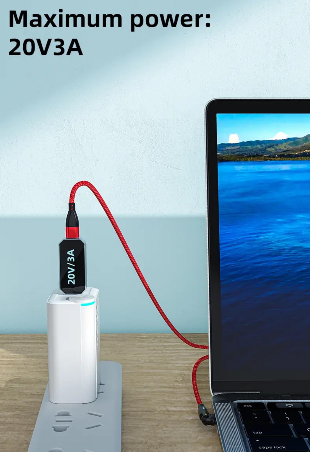2m 100W/60W 180° Rotating Super-Fast 2-in-1 USB-C to USB-C Fast Charger & Data Cable - Nylon Braided 20V/3A PD Compatible with iPhone 15 Pro, iPad, MacBook, Samsung, Laptop, Nintendo Switch, PS5 - Perfect for Home, Office & Travel Charging