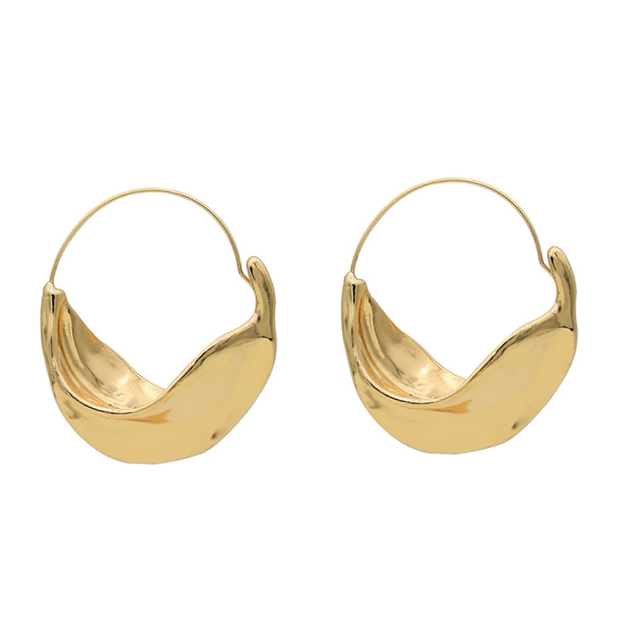SOIMISS Gold Pearl Drop Earrings for Women - Exaggerated Flower Basket Dangle Earrings, Hoop Huggie Post Earrings | Elegant Jewelry for Parties, Weddings & Daily Wear