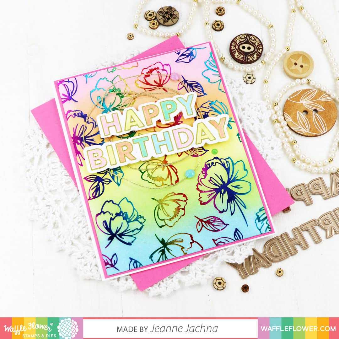 Waffle Flower Happy Birthday Duo Hot Foil Plates for Card Making - Perfect for DIY Greeting Cards, Scrapbooking & Paper Crafts