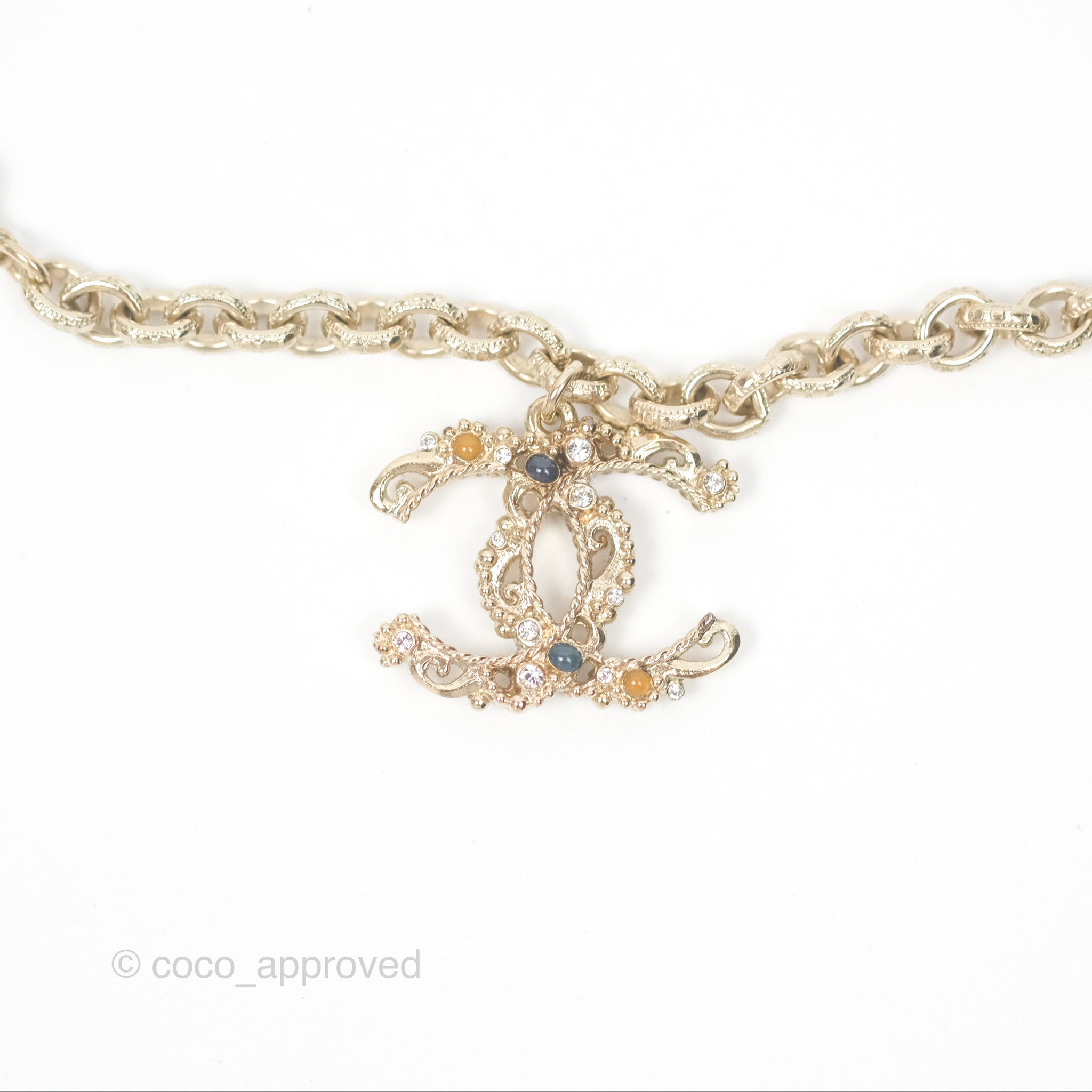 Chanel CC Keys Pendant Double Chain Necklace in Gold Tone - Elegant Fashion Jewelry for Women, Perfect for Parties, Date Nights & Special Occasions